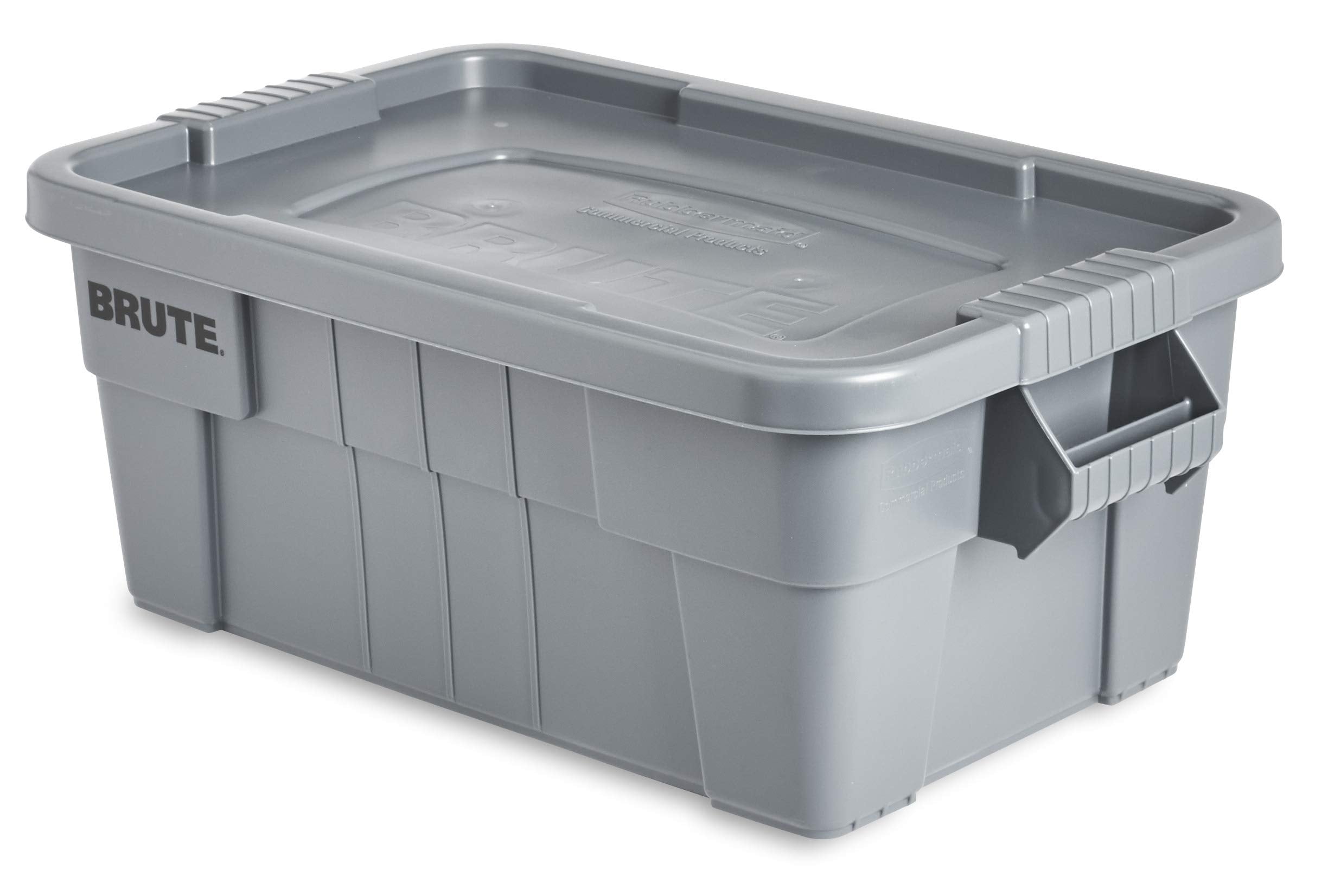 Rubbermaid Commercial Products Brute Tote Storage Bin With Lid, 14-Gallon, Gray, Rugged/Reusable Boxes For Moving/Camping/Garage