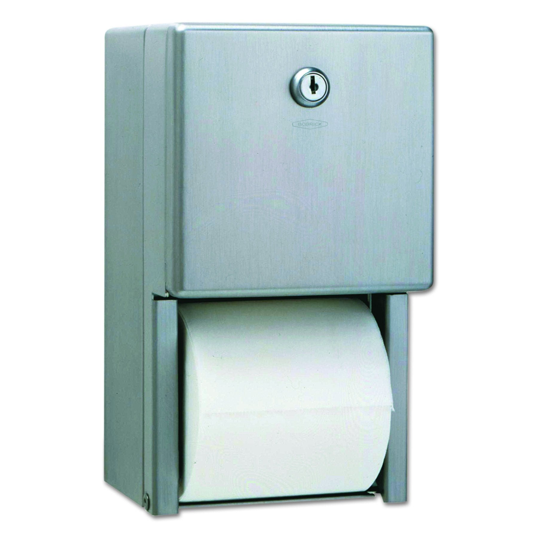 Bobrick Washroom 2-Roll Steel Bath Tissue Dispenser, 6.5'' X 6.5'' X 11.5'', Satin,Stainless Steel