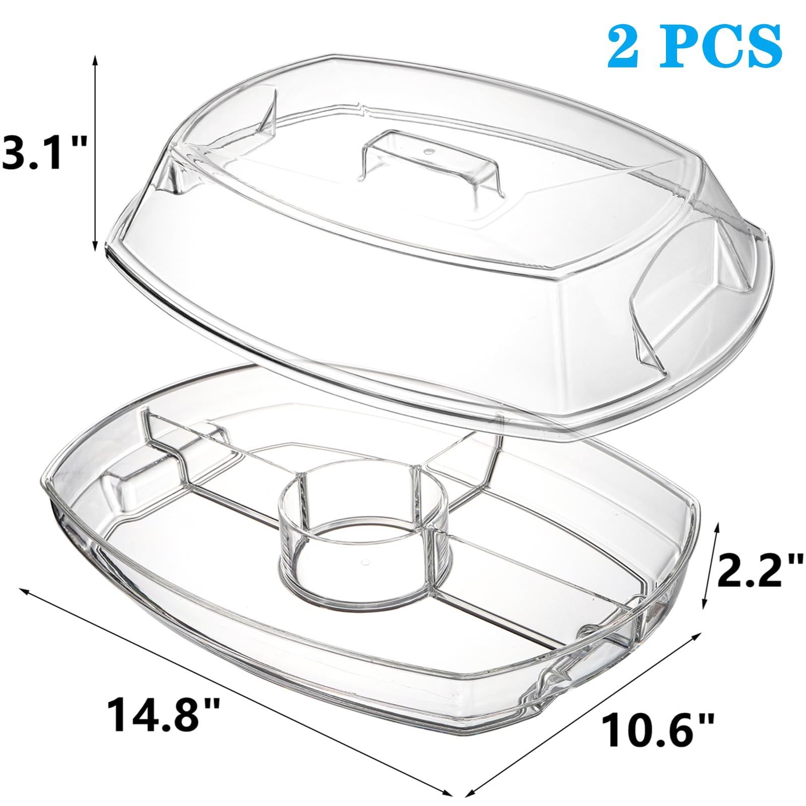 Deayou Ice Serving Tray With Lid For Party Food, Serving Platter Dish For Appetizers, Fruits, Vegetables, Salads, Picnic, Snack