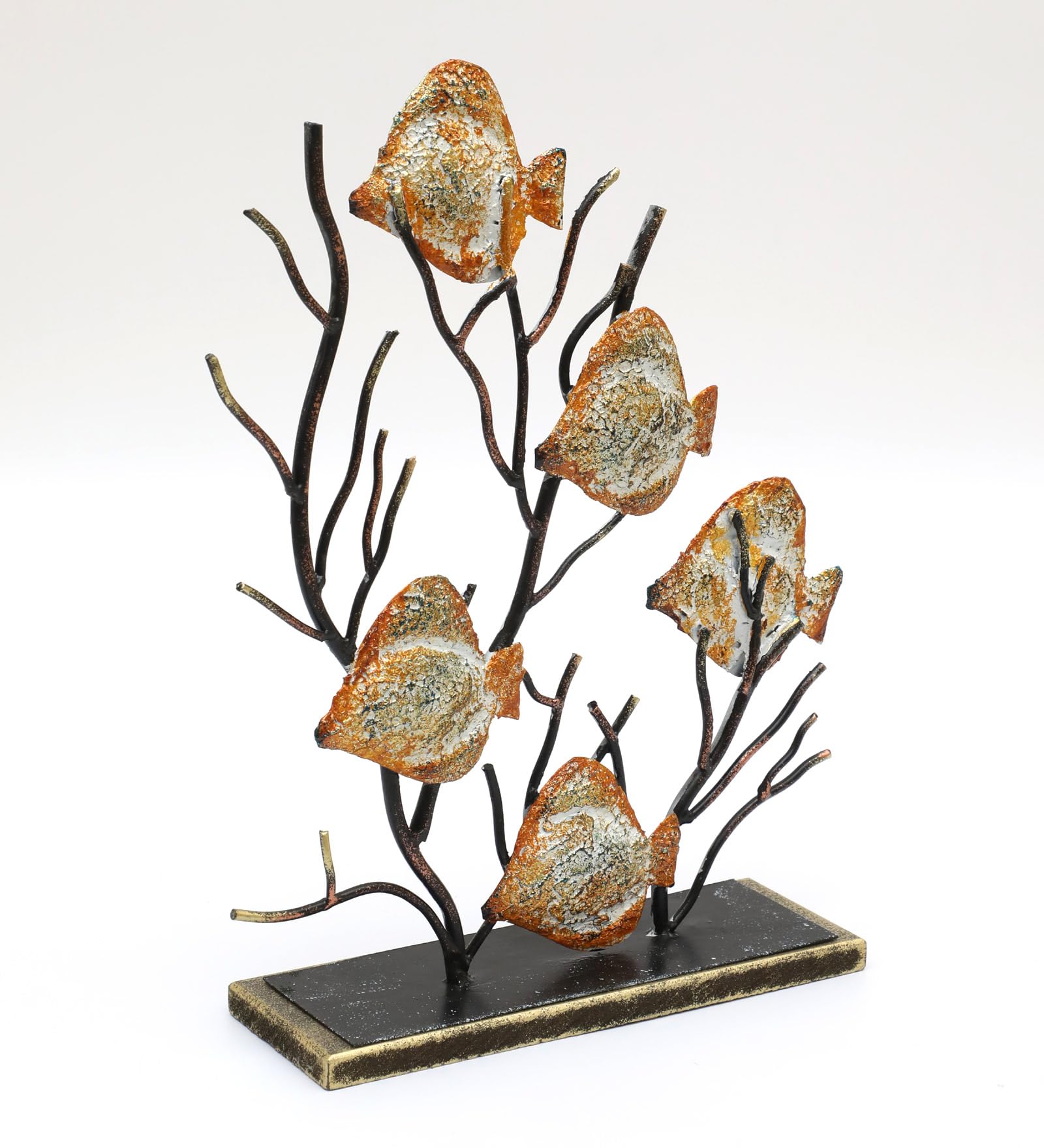 vedas Beli Fish Family Antique Vintage Statue for Room, Office, Decorative Showpeice for Home, Desk Decor, Table Stand (Sizes :