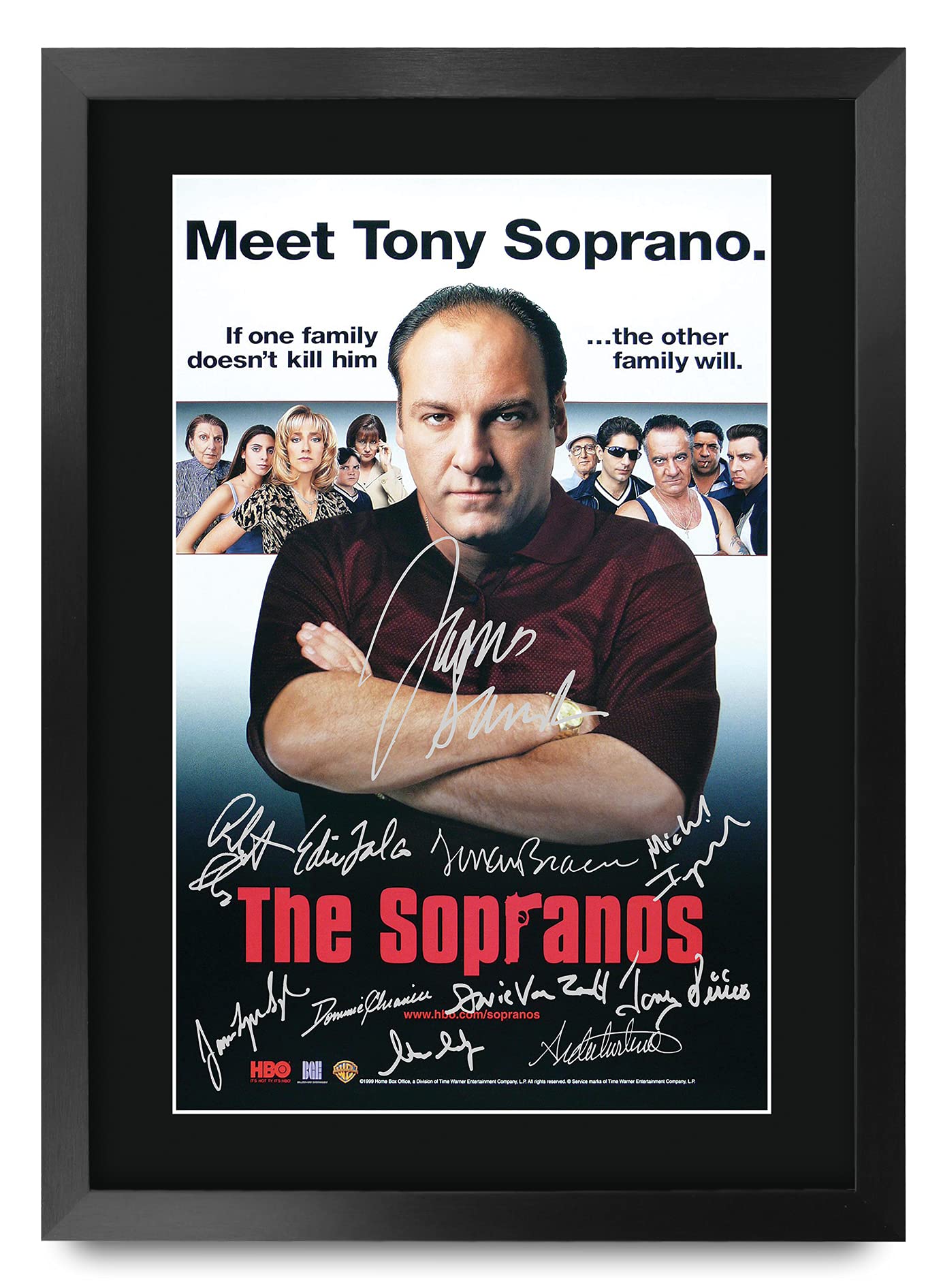 Hwc Trading The Sopranos Tv Series Poster The Cast Signed 16 X 12 Inch Framed Gift Printed Autograph Film Print Photo Picture Di