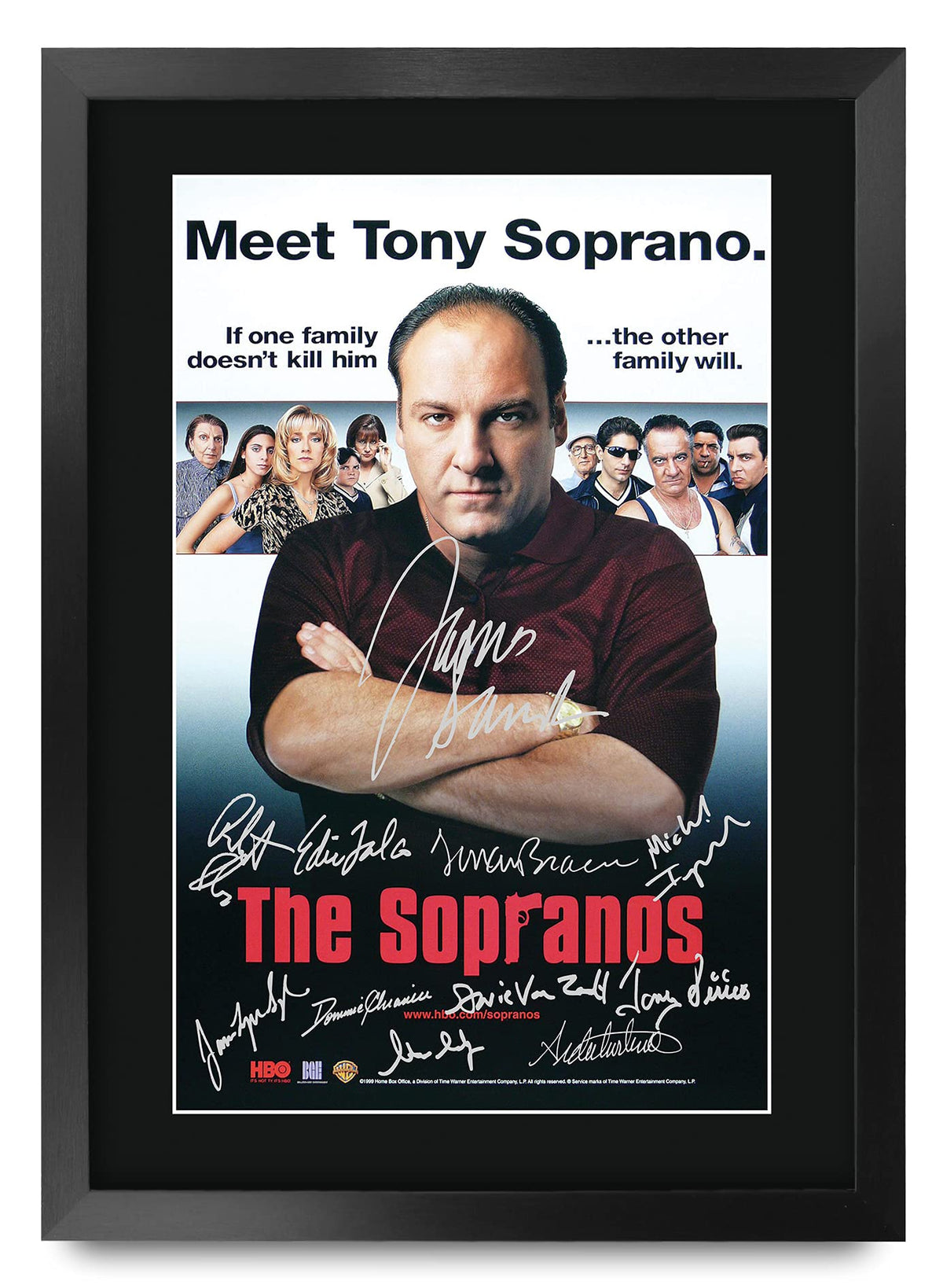 Hwc Trading The Sopranos Tv Series Poster The Cast Signed 16 X 12 Inch Framed Gift Printed Autograph Film Print Photo Picture Di