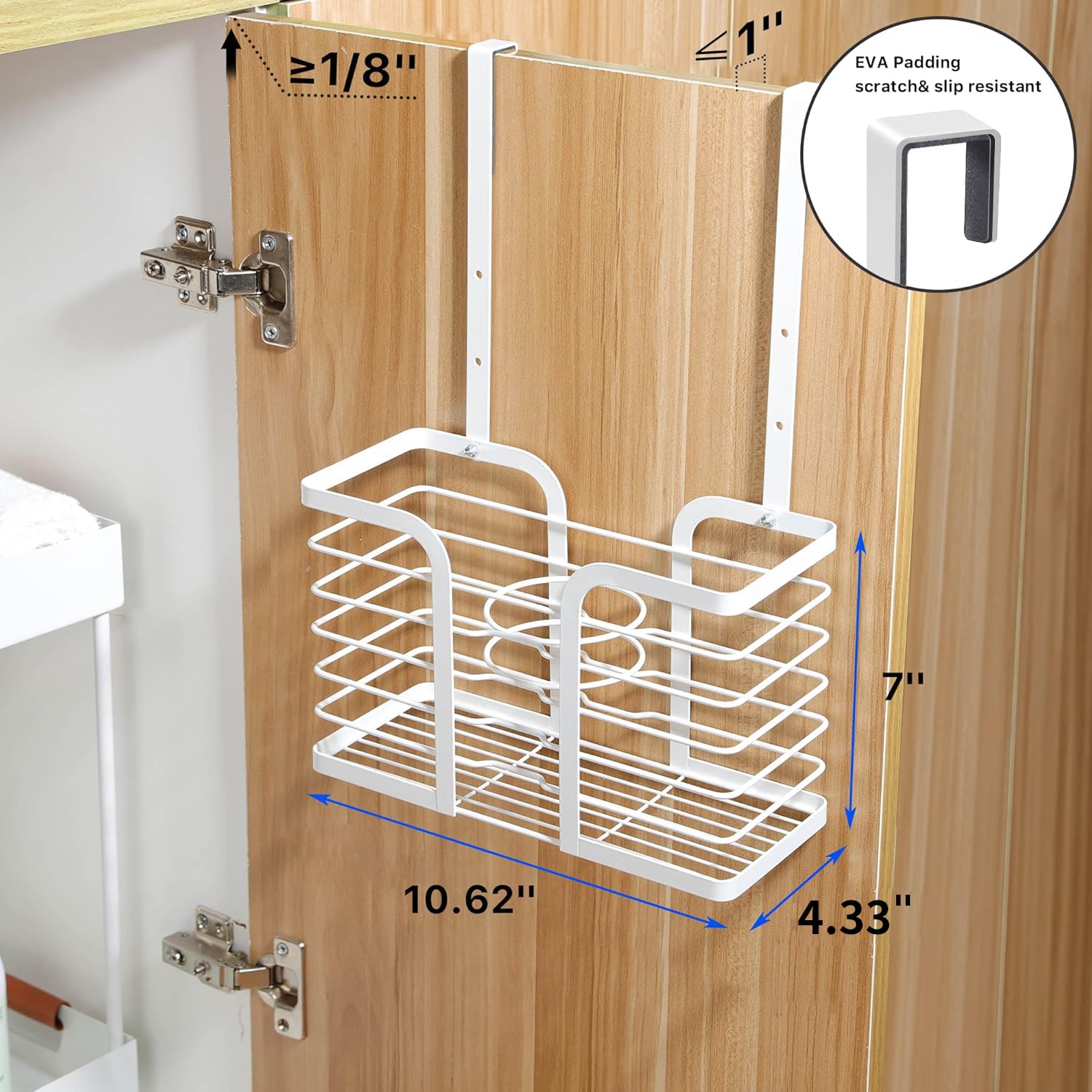YIGII Hair Dryer Holder Adjustable Height - Hair Tool Organizer White Bathroom Organizer Hot Styling Tools Storage for Hair Dryer  Flat Iron  Curling Iron  Hair Straightener