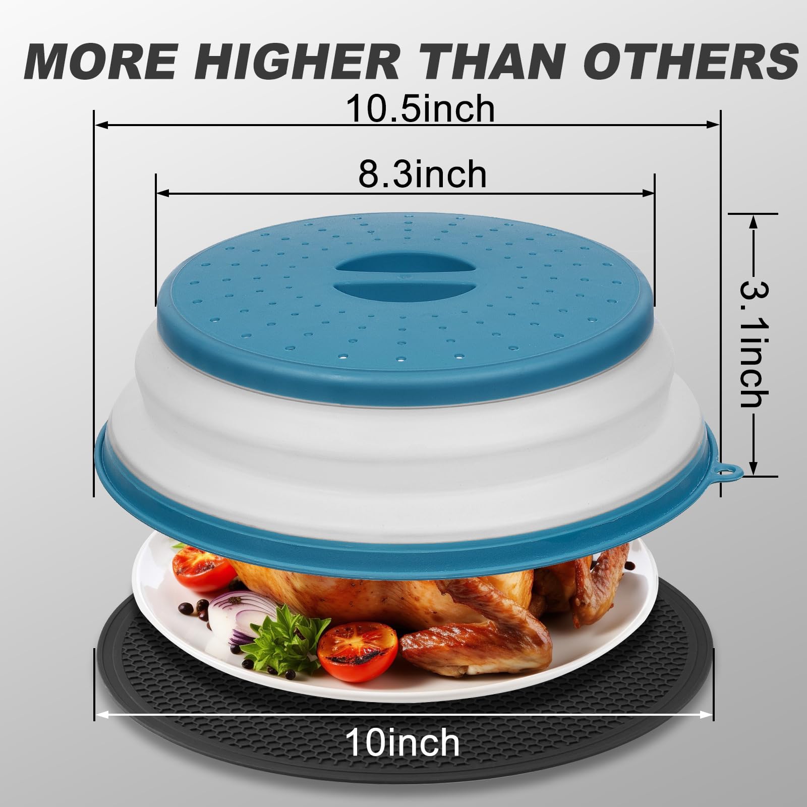 4 In 1,Wenwell Vented Collapsible Microwave Splatter Cover & Mat,Kitchen Dish Bowl Plate Lid For Food,Dishwasher-Safe,Bpa-Free S