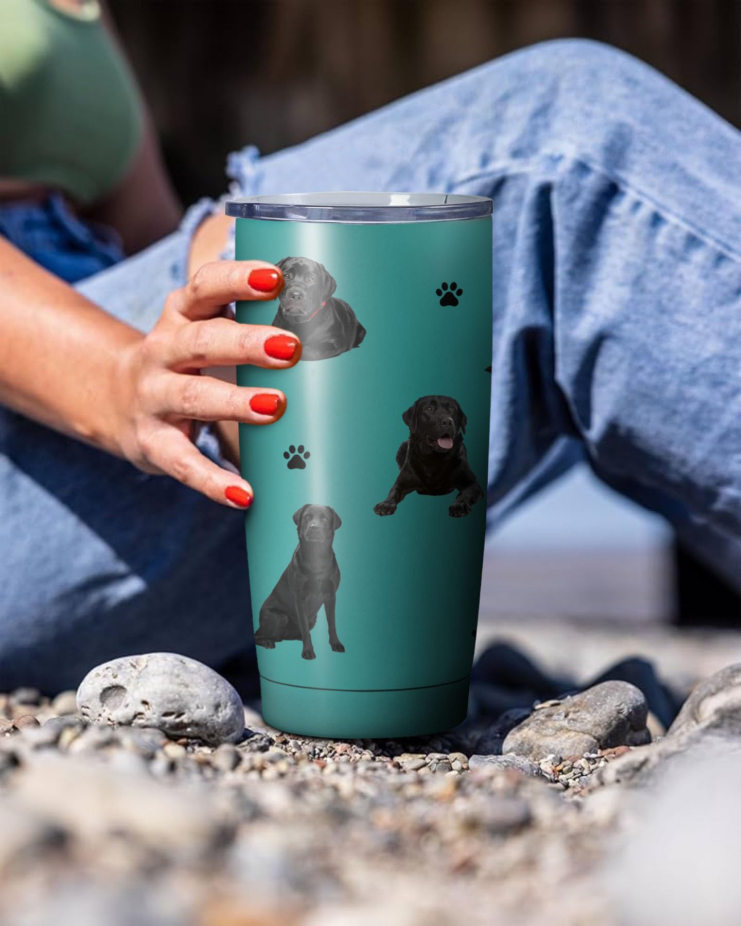 Subvise Labrador Retriever Dog Tumbler Stainless Steel Insulated Travel Coffee Cups With Lid And Straw,Ideal Memorial Gift For D