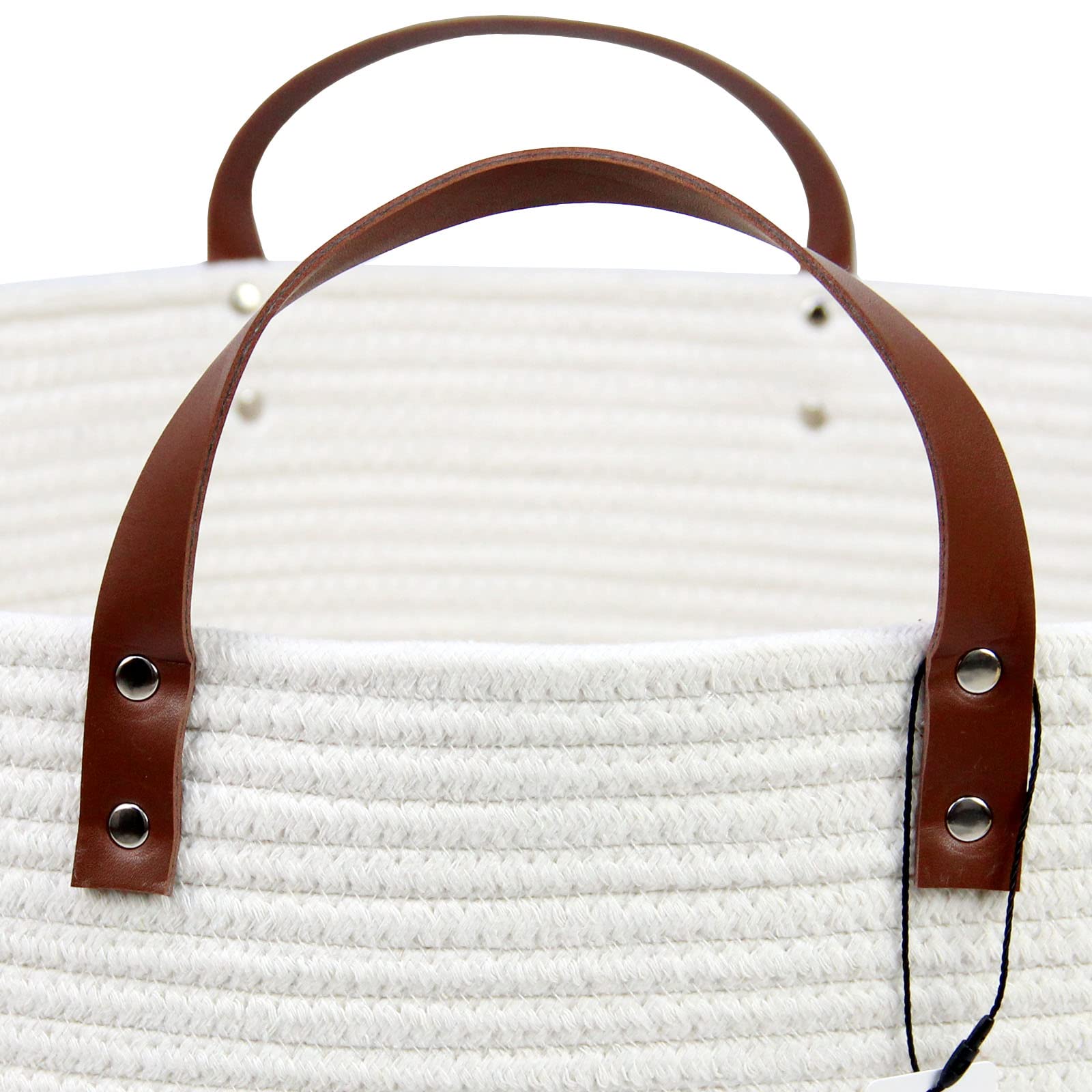Casaphoria Extra Large Woven Cotton Rope Storage Basket For Organizing Towels Blanket Laundry Baskets For Bathroom,White Tall La
