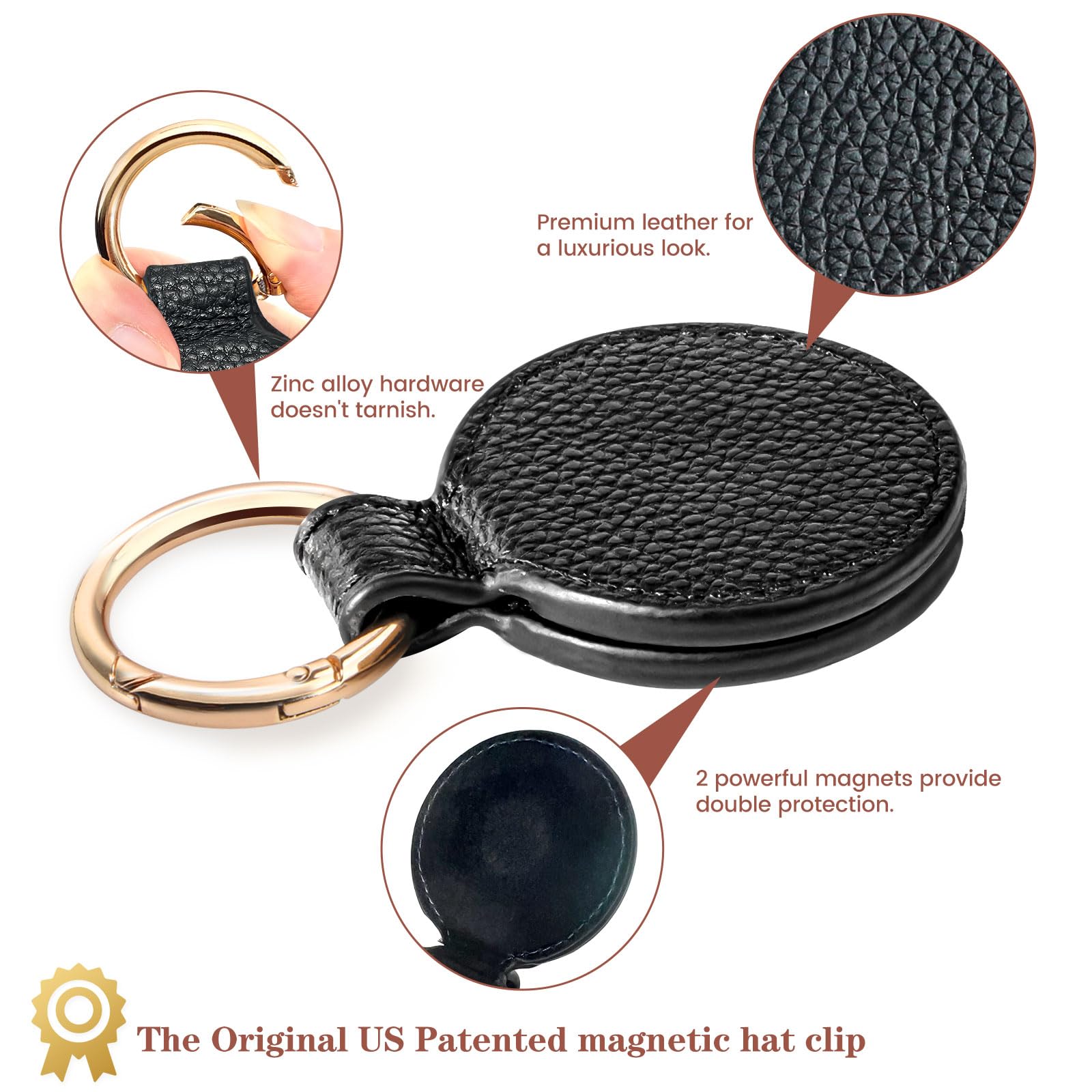 Niveaya Hat Clip For Travel - Magnetic Hat Clip Storage, Travel Hat Hooks, Vacation Beach Cruise Essentials Accessory Black