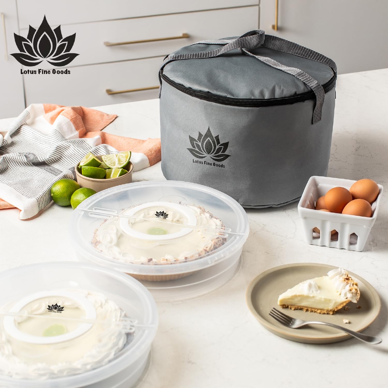 2 Pack Pie Carrier With Lid & Insulated Food Carrying Case Bag - 12'' Food Storage Containers For Pies, Cheesecake, Flan, Pizza,