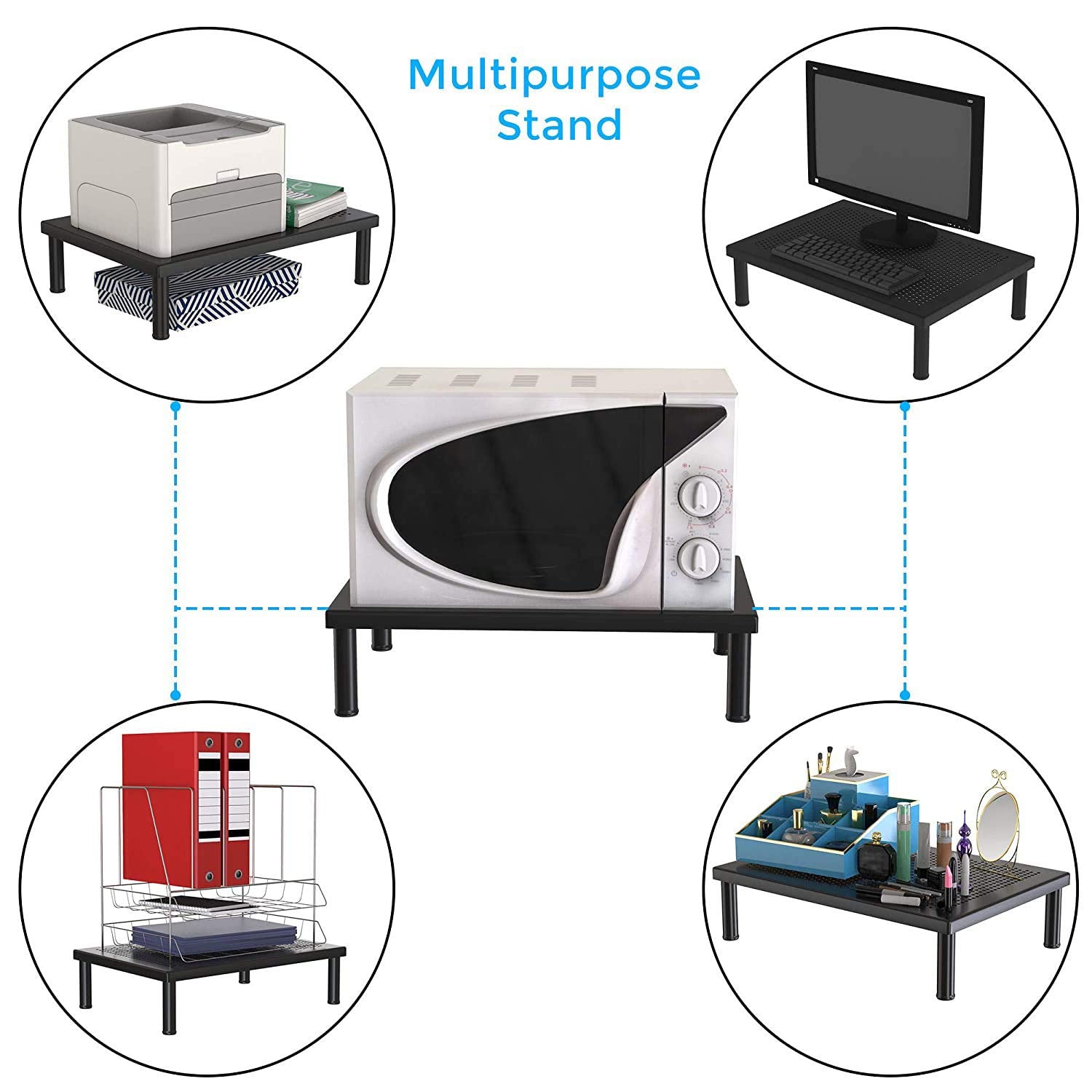 APPUCOCO Heavy Metal Universal Microwave Oven Fix Stand for Kitchen Platform - Floor (Up to 30L) Black.