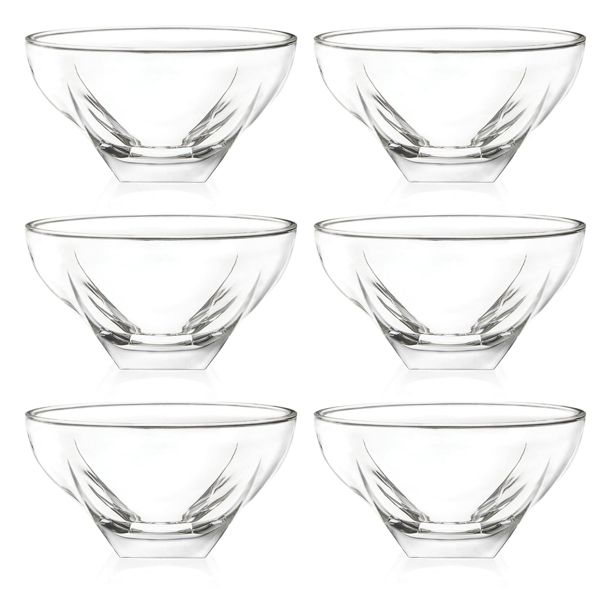 Barski Glass Bowl - For Dessert - Salad - Pasta - Fruit - Nuts - Chocolate - Set Of 6 Bowls - Designed - 5.2'' Diameter - Made I