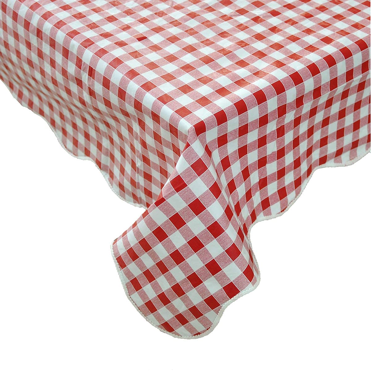 Artisan Flair Af60122-014 Red And White Checkered Vinyl Tablecloth With Flannel Backing For Picnic/Party, Indoor Or Outdoor Dini