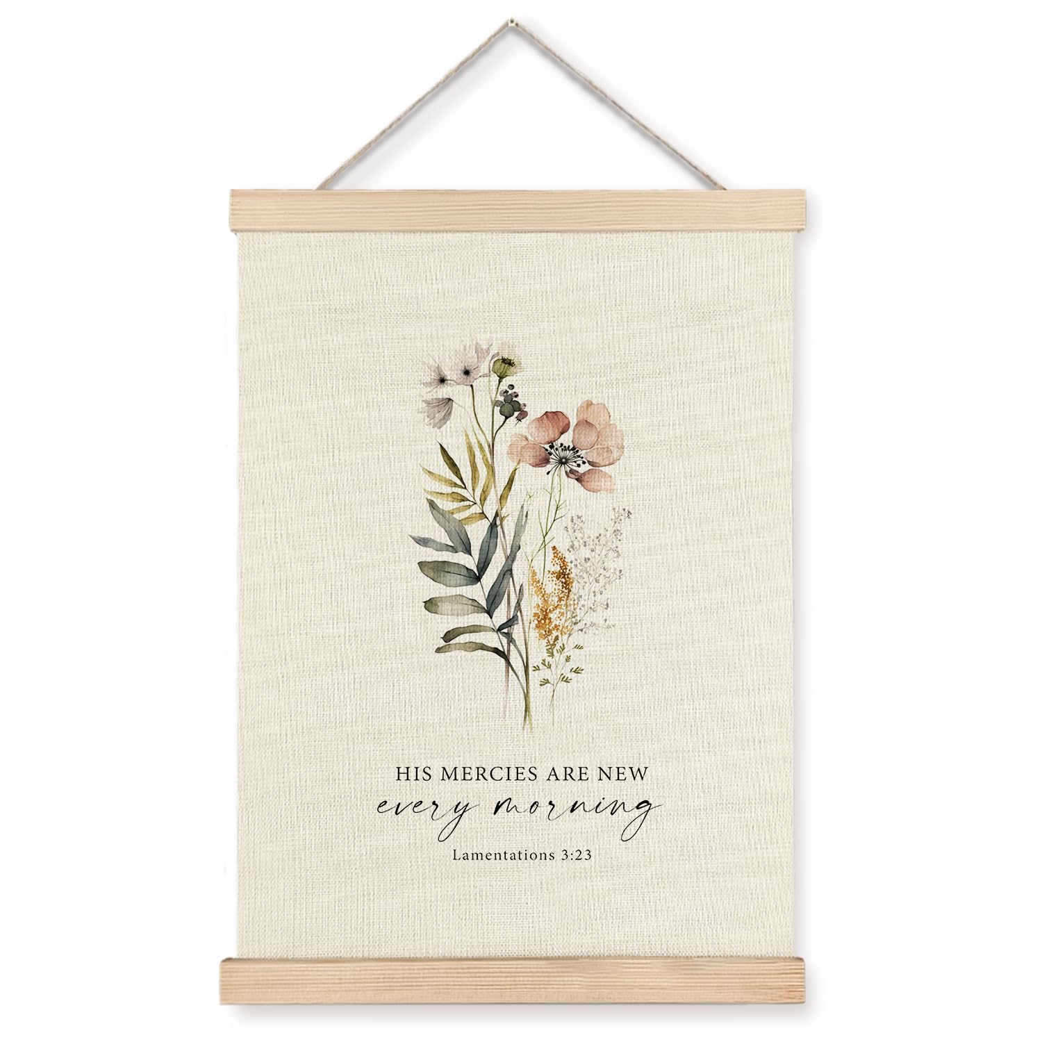 Supwhd Christian Wall Decor, His Mercies Are New Every Morning Christian Wall Art Framed, Christian Decor For Bedroom Living Roo