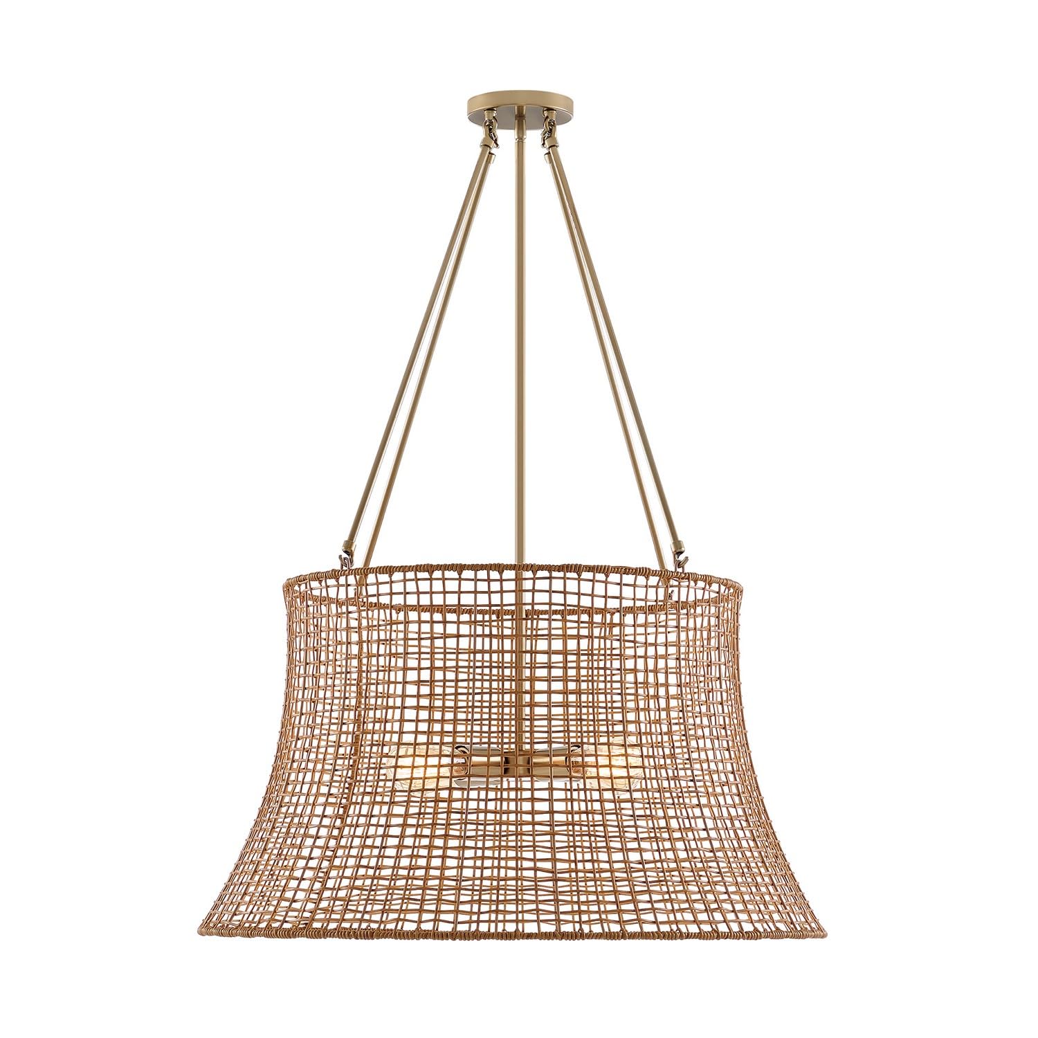 Savoy House Longleaf 4-Light Burnished Brass Outdoor Chandelier with Rattan Resin Shade 7-6192-4-171