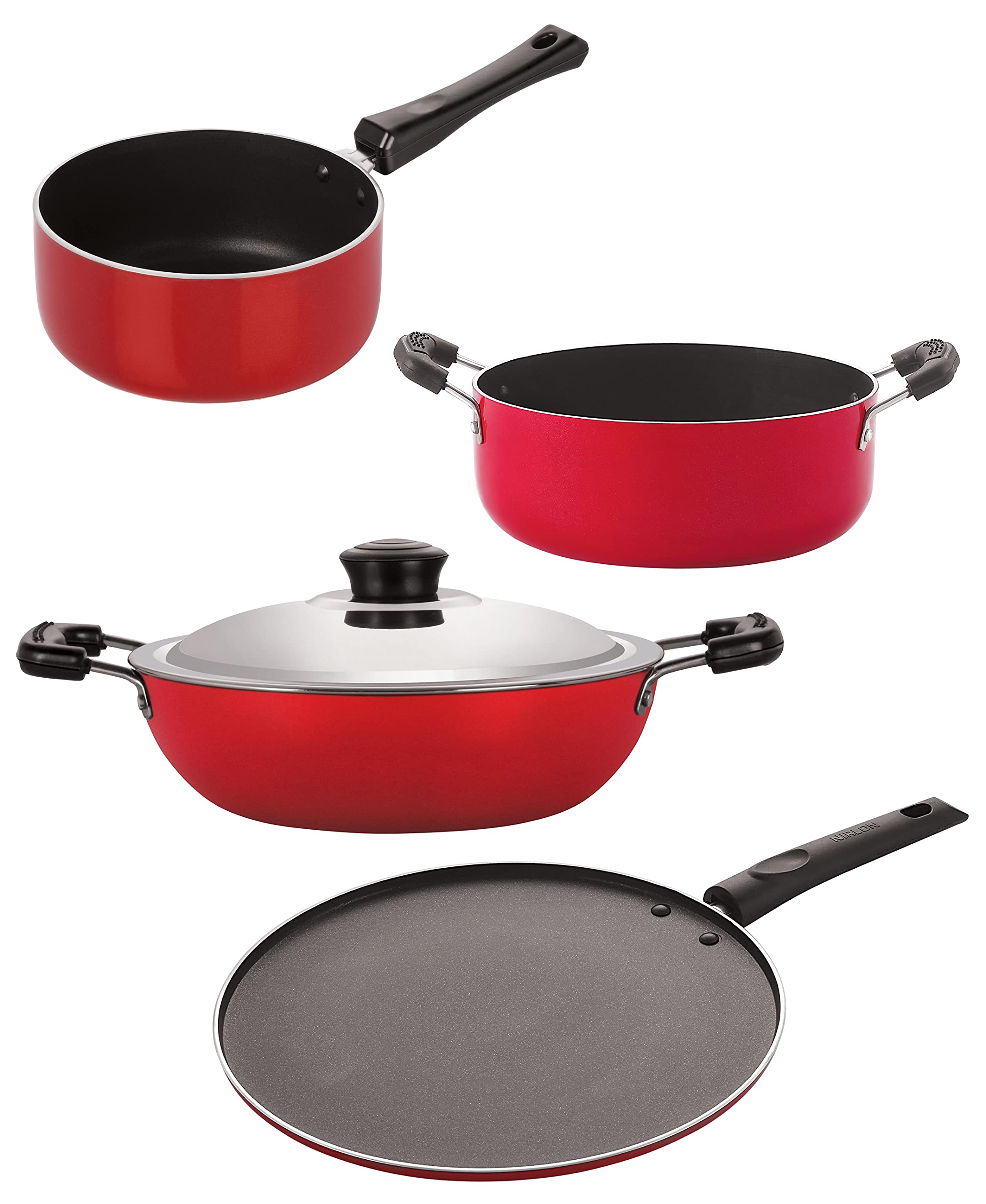 Nirlon Dishwasher Safe Non Stick Cookware Pots And Pans Set Of 4Piece (Dkd(J)_Sp(B)_St11_Cs24)