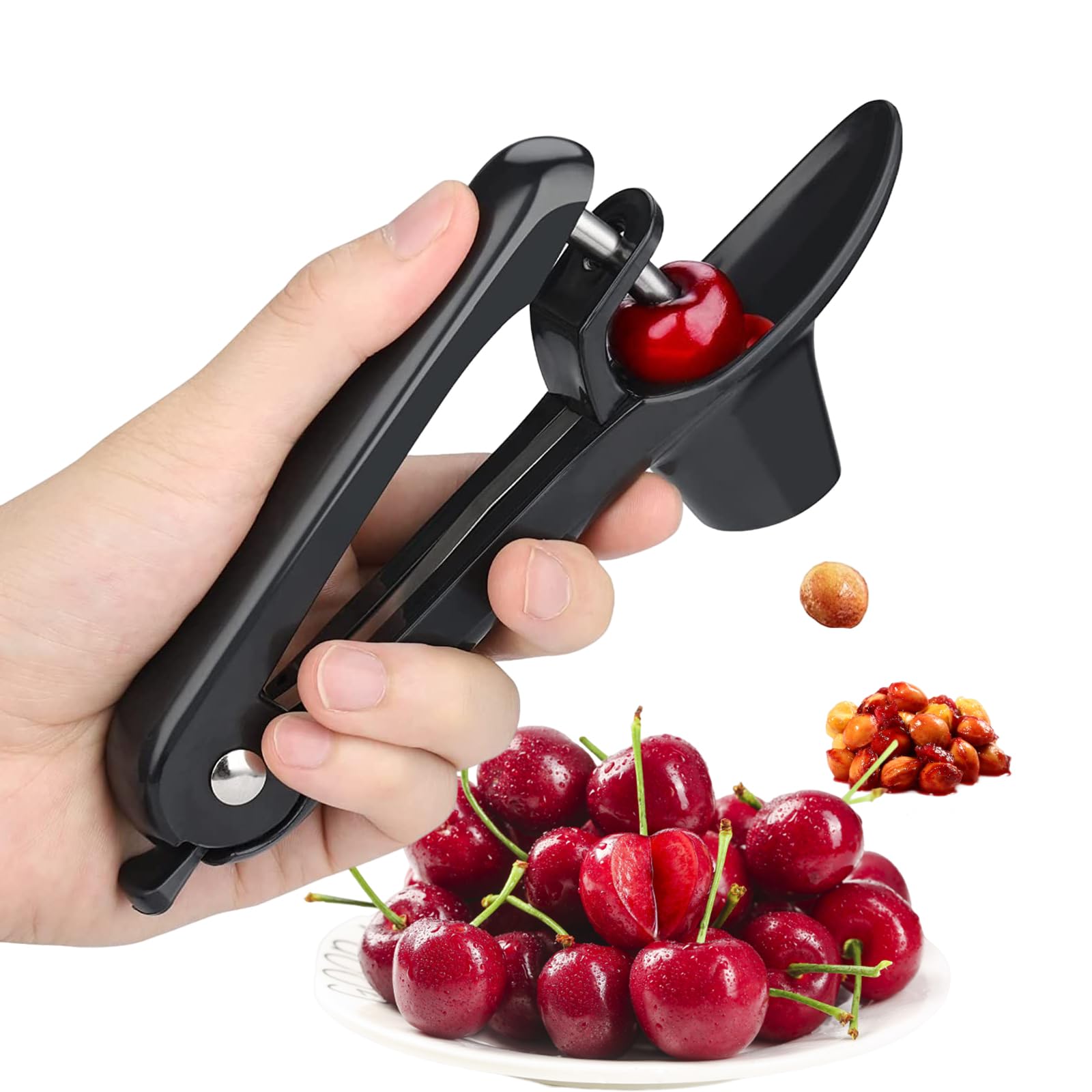 Cherry Pitter - Stainless Steel Olive And Cherries Pitters Corer Tool With Space-Saving Lock Design, Multi-Function Fruit Pit Re