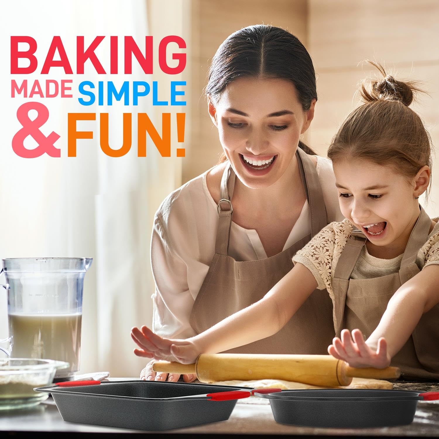 Nutrichef Non-Stick Kitchen Oven Baking Pans-Deluxe & Stylish Nonstick Gray Coating Inside Outside, Commercial Grade Restaurant