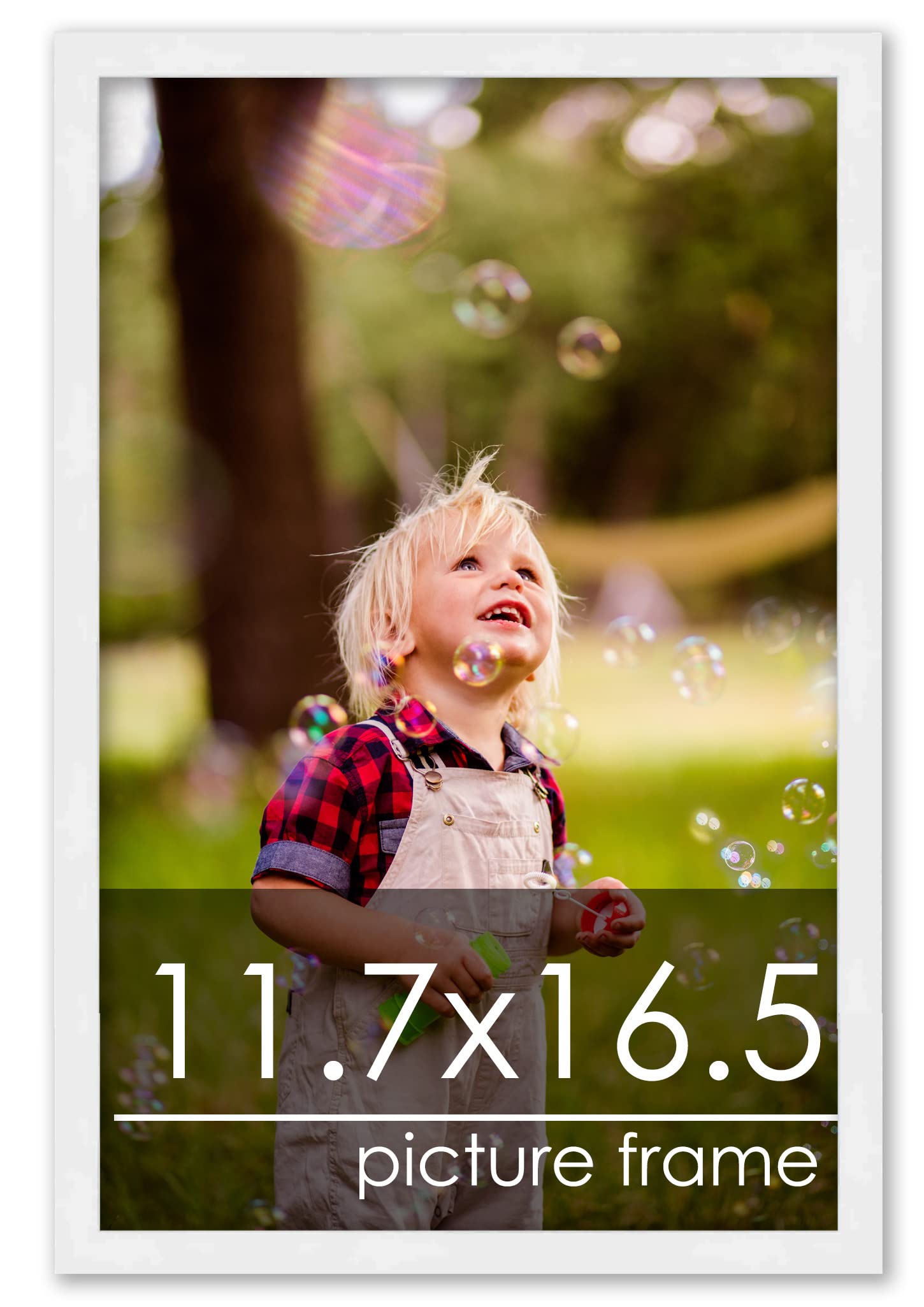 Poster Palooza A3 11.7x16.5 A3 Frame White Solid Pine Wood Picture Frame - UV Acrylic Plexiglass, Foam Board Backing & Hanging H