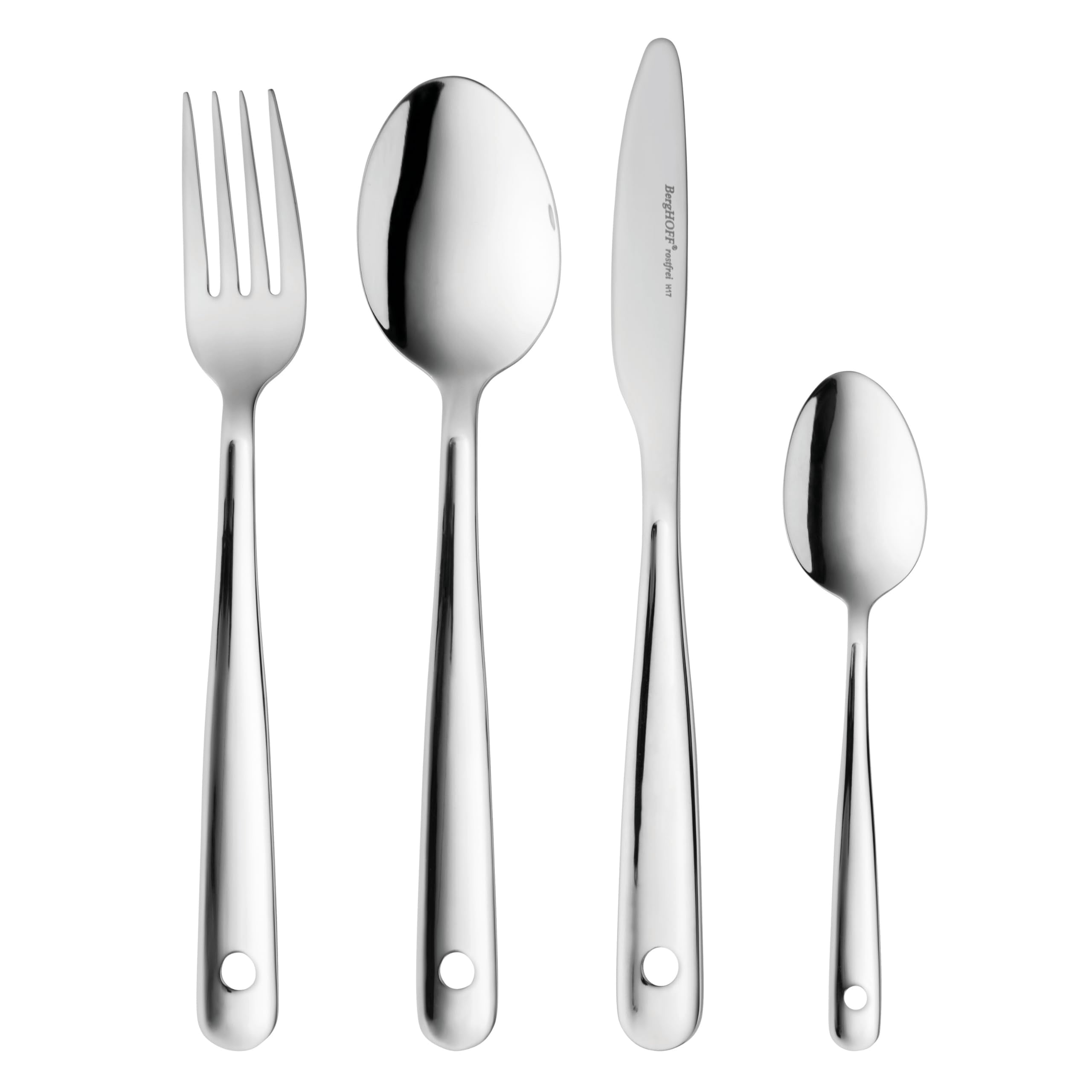 BergHOFF Alteo Stainless Steel 25Pc Flatware Set  Convenient Storage Rack  Ralph Kramer  Elegant Design  Mirror Finish  Silver