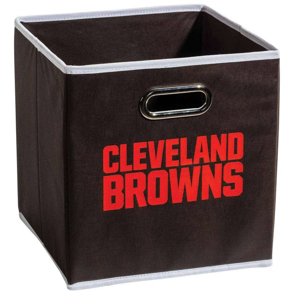Franklin Sports Nfl Cleveland Browns Collapsible Storage Bin - Nfl Folding Cube Storage Container - Fits Bin Organizers - Fabric