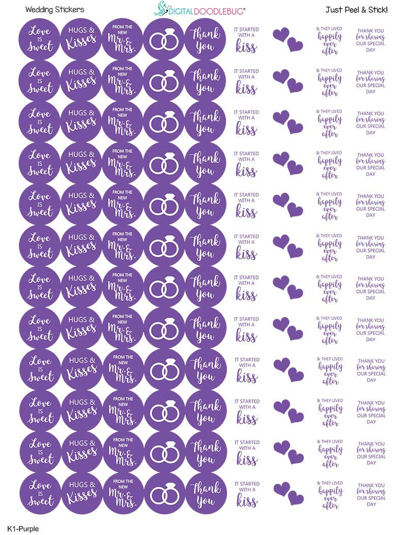 Mini Candy Stickers 0.75 Inch Wedding Favors Set Of 324 (Purple)