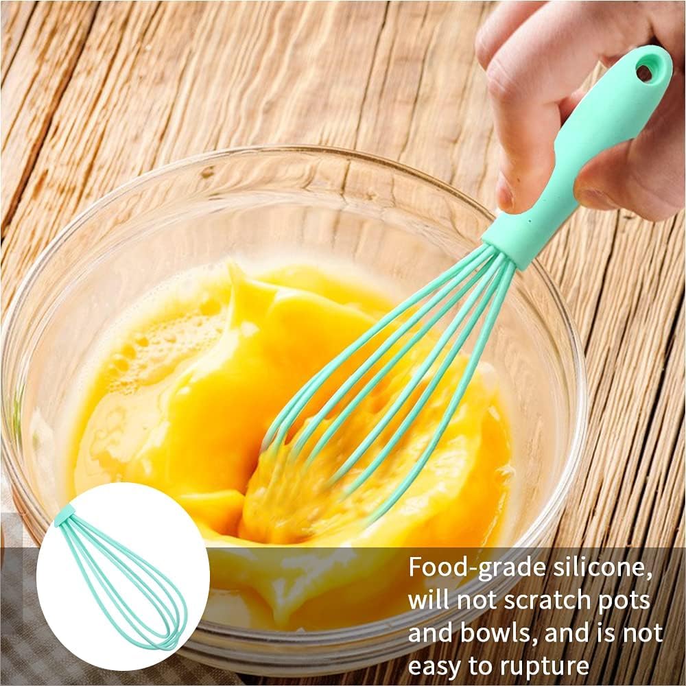 Ncam 5 Pcs Silicone Whisk For Cooking - Mini Whisk Stainless Steel Dough Whisk, Non Stick Hand Tiny Balloon Wire Whisk, Milk Egg