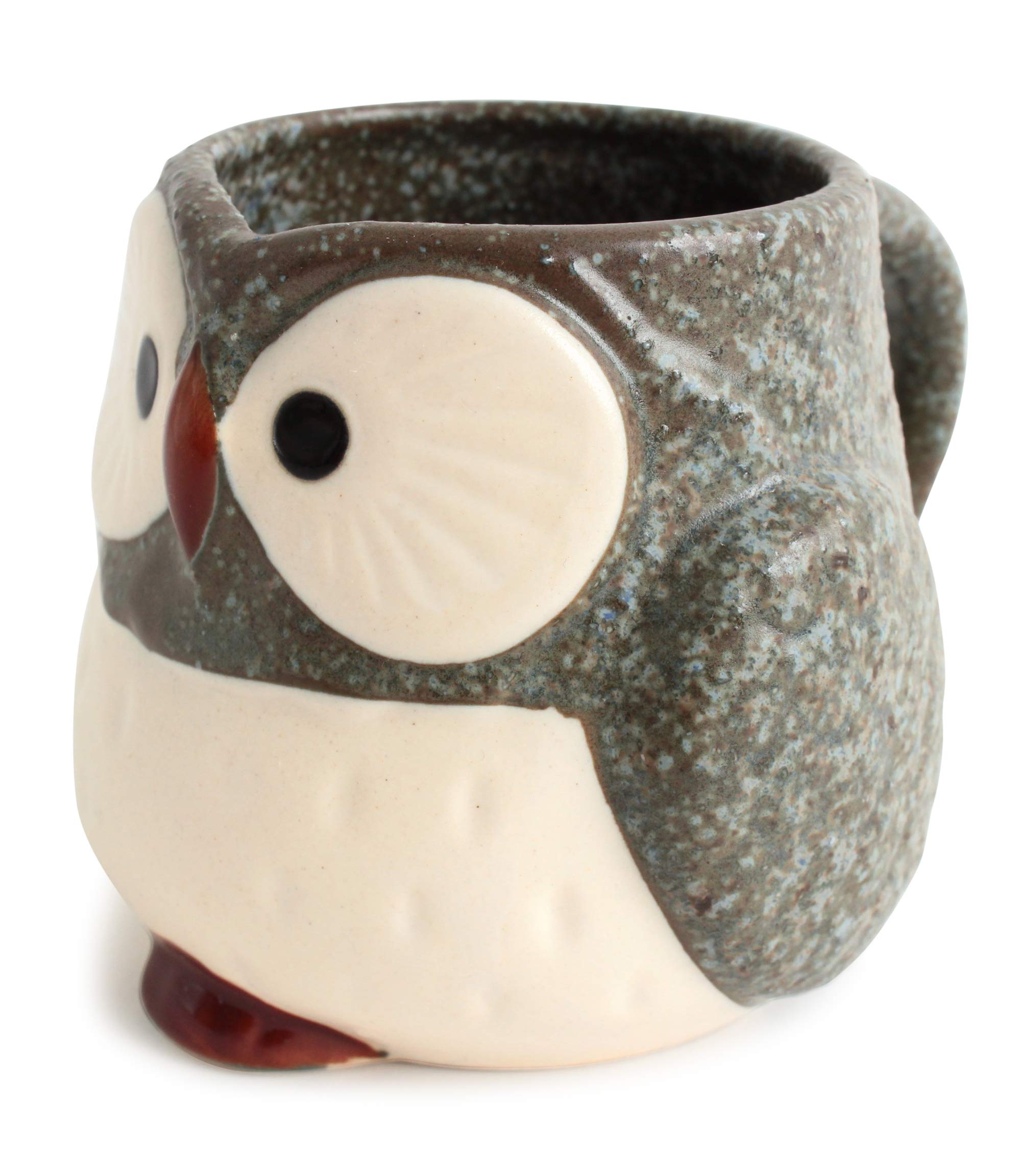 Mino ware Japanese Pottery Mug Cup Owl Shape made in Japan (Japan Import) CPM101 (Stone Charcoal)