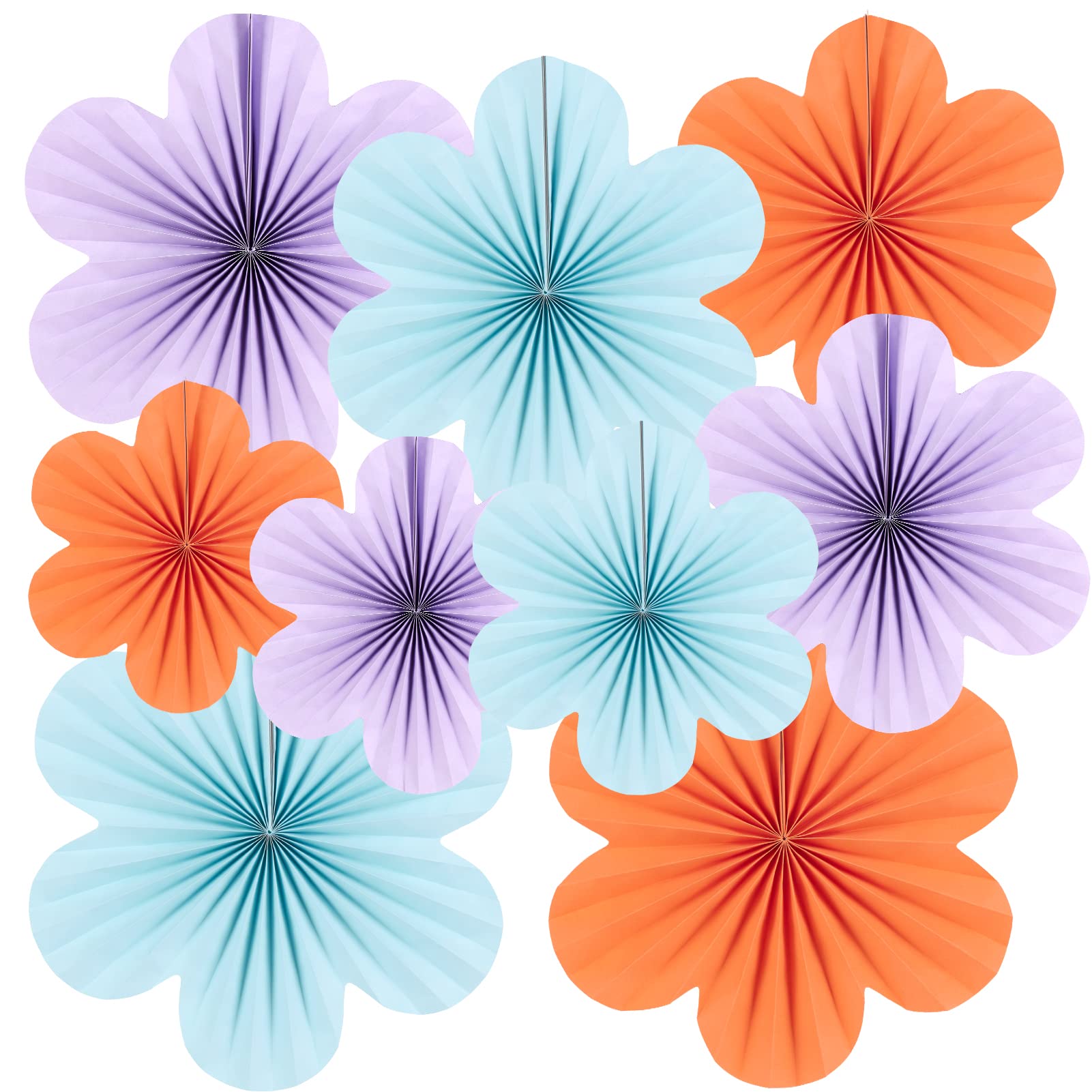 Sunbeauty 9 Pcs Flower Party Decorations Paper Fans Classroom Decoration Paper Floral Backdrop Decor Paper Fans Decoration Hangi