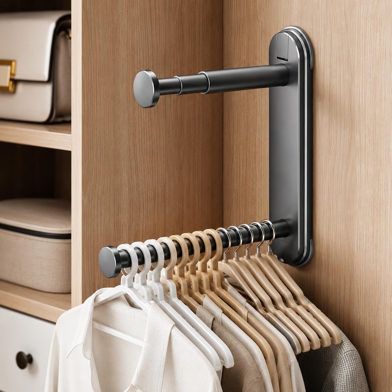 Home Cube Wall Mounted Suction Cup Retractable Clothes Hanger Rod
