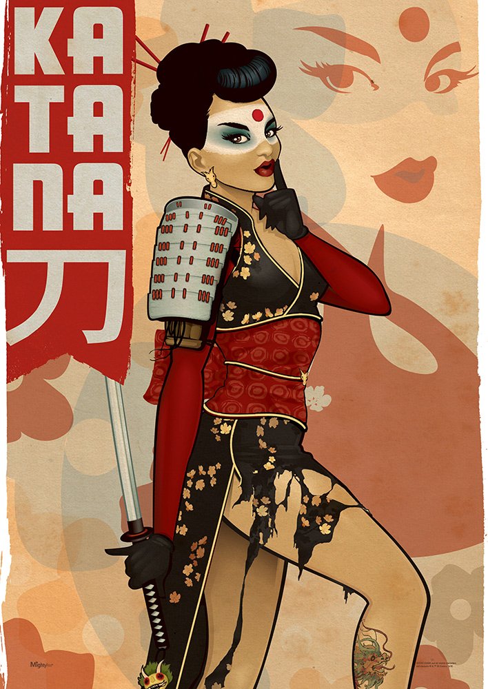 Mightyprint Dc Comics - Bombshell Katana - Justice League - Durable 17    X 24 Wall Art - Not Made Of Paper - Officially License
