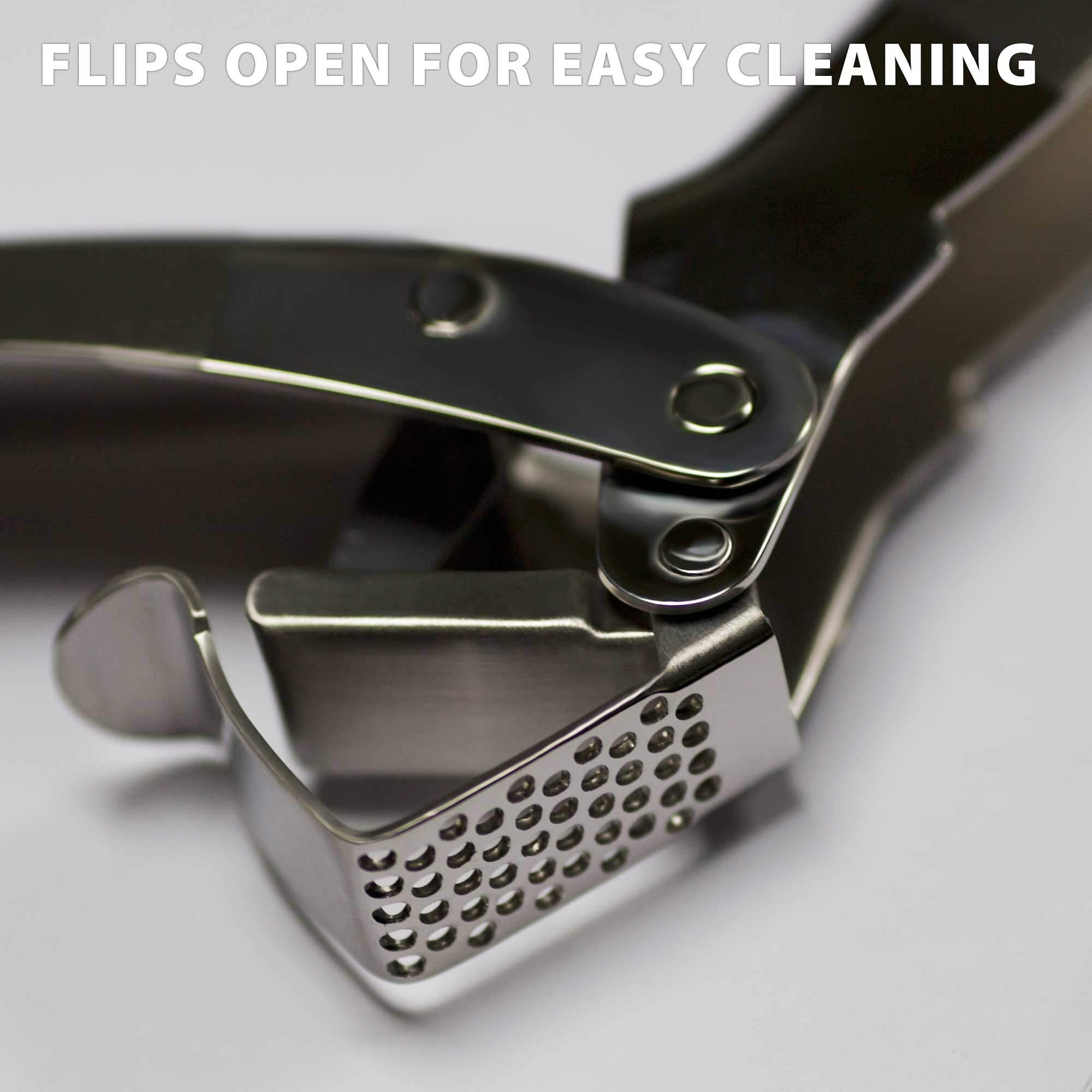 Mannkitchen Stainless Steel Garlic Press, Heavy Duty Professional Grade Double Lever-Assisted Garlic Mincer With High Capacity R