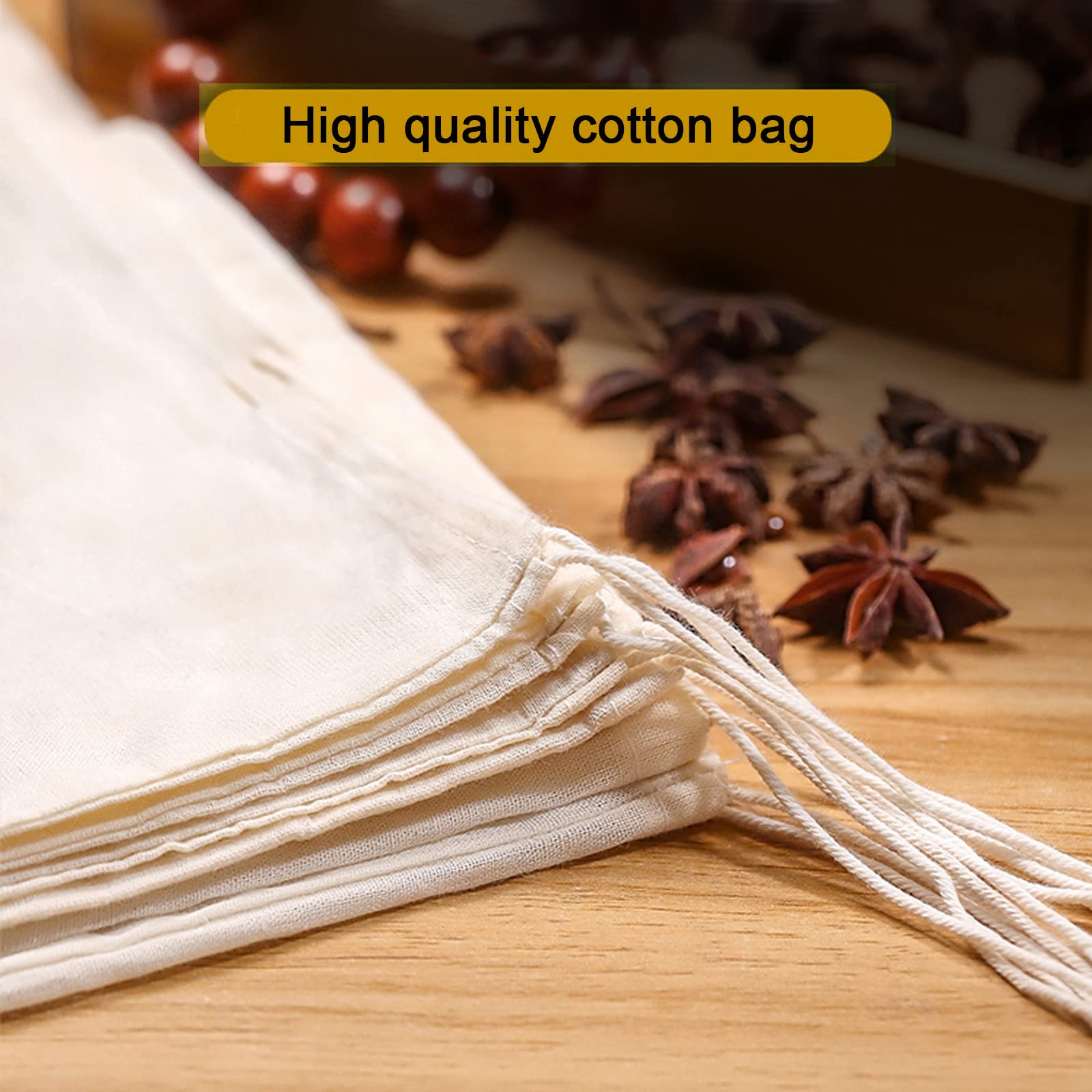 Giyomi 20 Pcs Muslin Drawstring Bags, Natural Unbleached Cotton Straining Herbs Cheesecloth Bags, Coffee Tea Brew Bags, Soup Gra