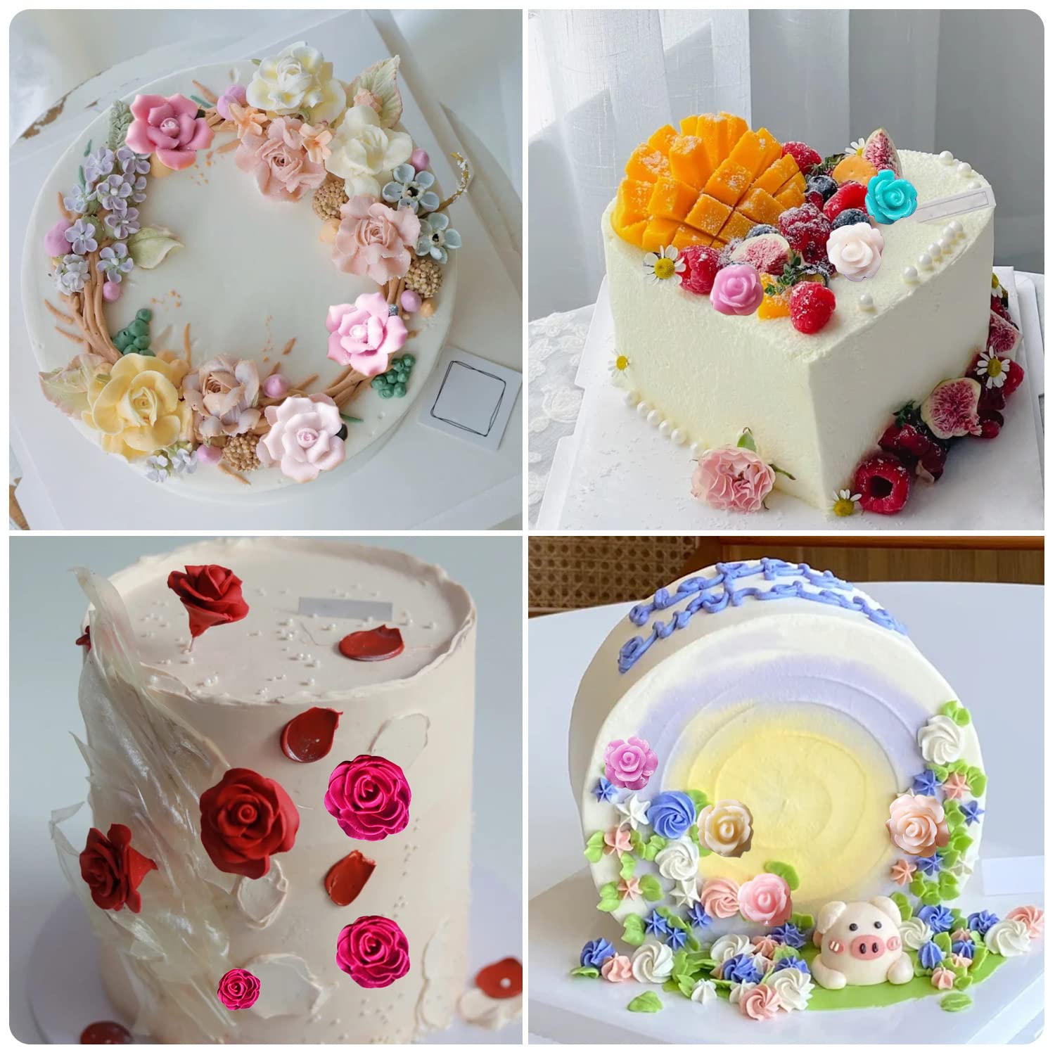 Mujiang Rose Flower Fondant Mold Flower Candy Silicone Molds For Cake Decorating Cupcake Topper Chocolate Polymer Clay Gum Paste