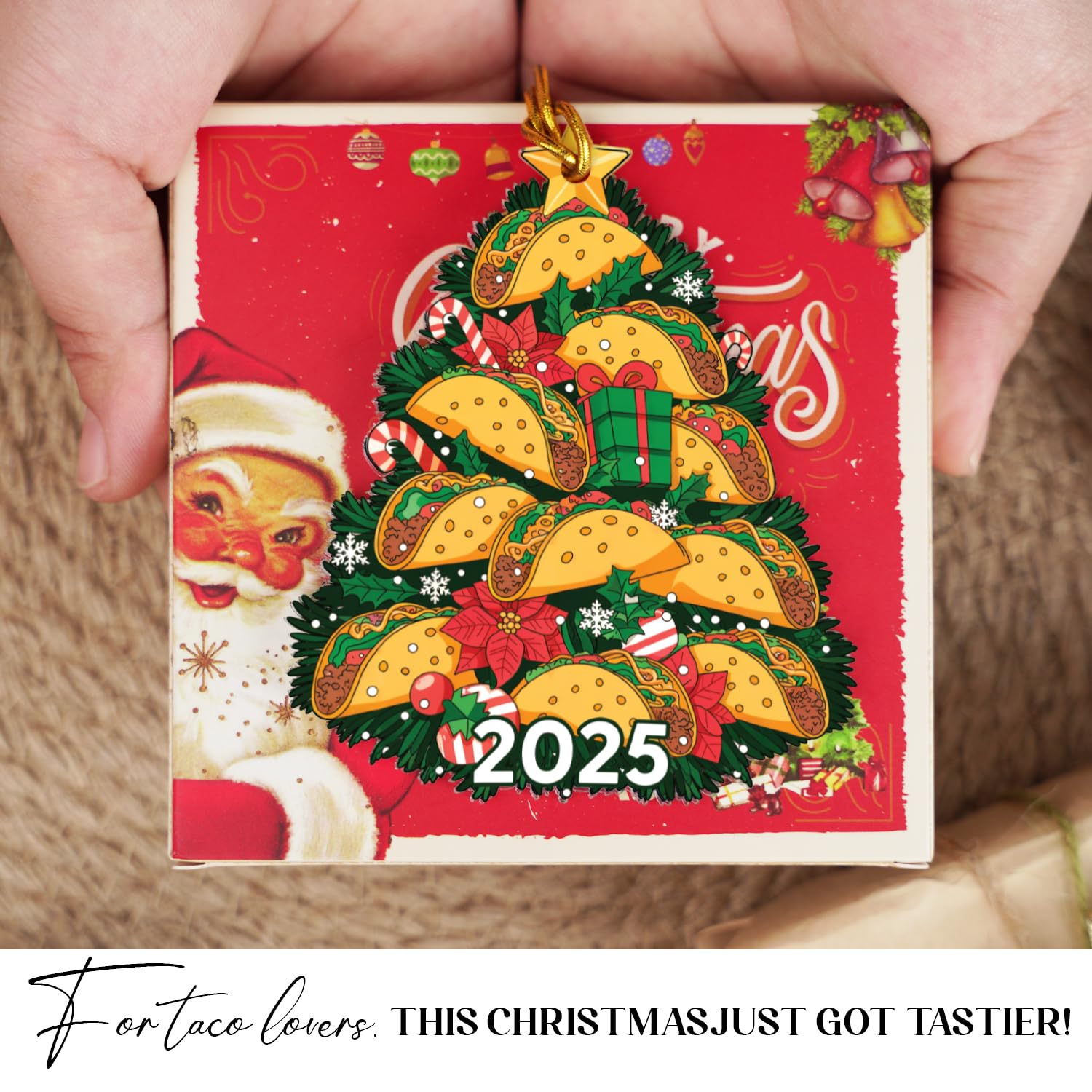 Taco Christmas Ornaments 2025 - Food Ornaments for Christmas Tree - Taco Gifts for Taco Lovers - Food Ornament Hanging Decoratio