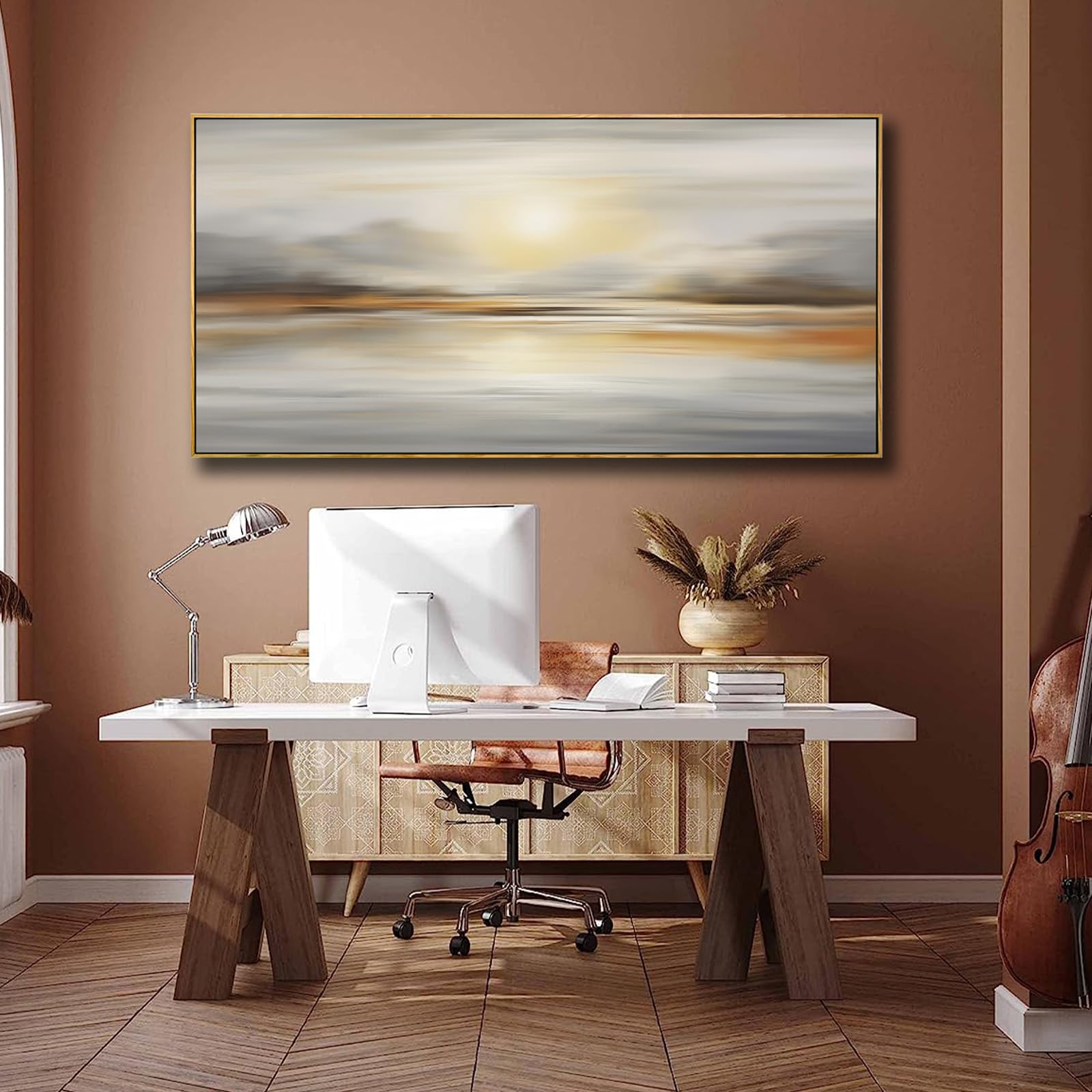 Framed Wall Art Abstract Seascape Canvas Printing Wall Decor Artwork For Living Room Bedroom Dining Room Home Office Decor 20X40