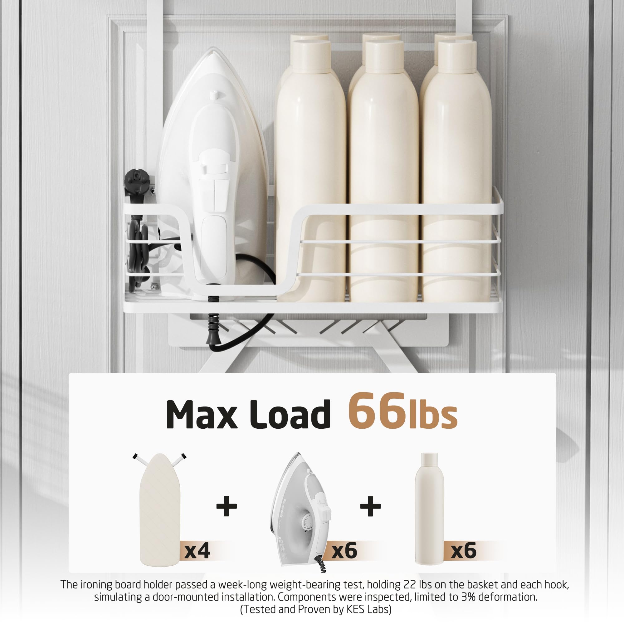 Kes Over The Door Ironing Board Holder, Ironing Board Hanger Over Door Organizer With Storage Shelf Y And T Shaped Fits For 1 3/