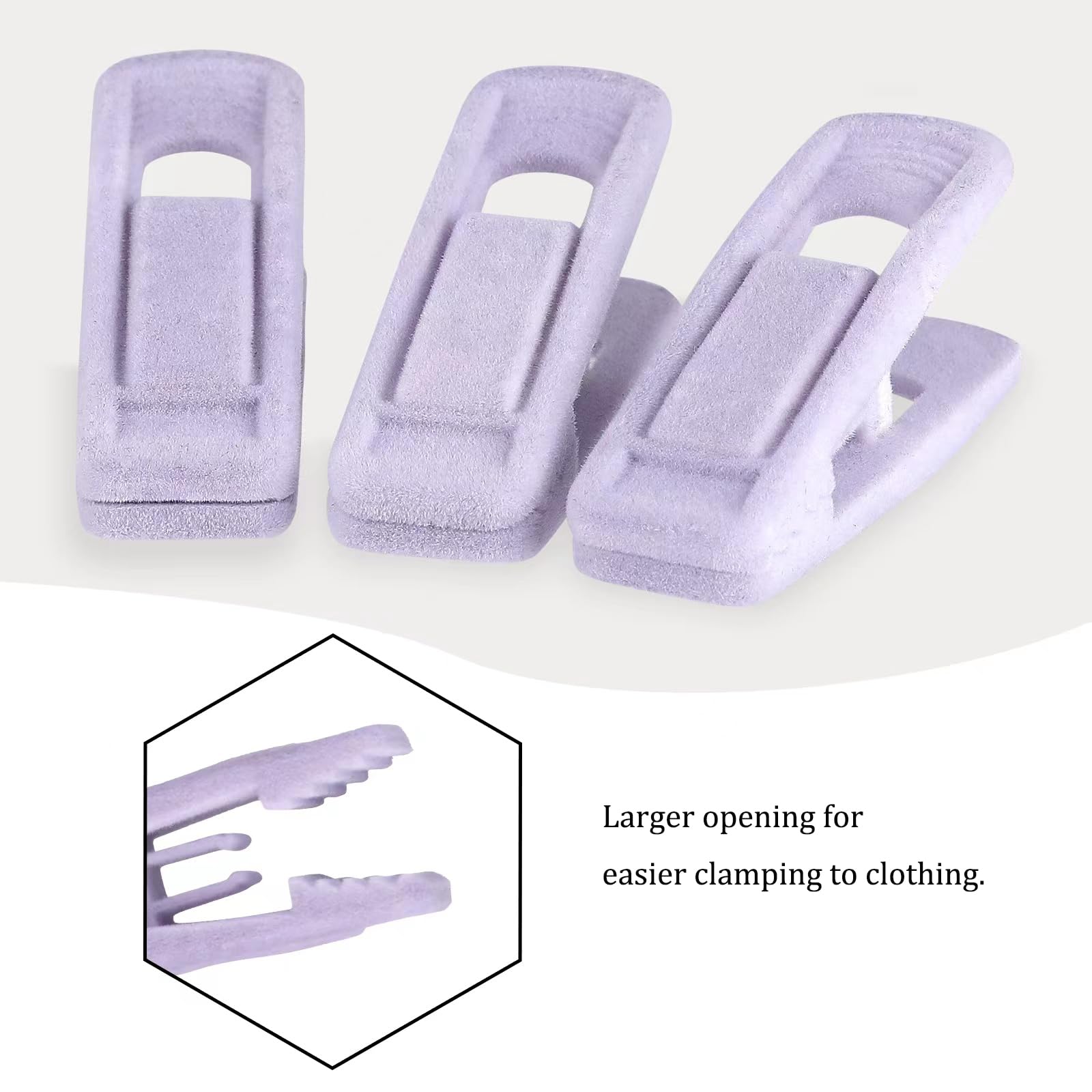 Tinfol Velvet Hanger Clips, 24Pcs Pants Hangers Velvet Clips, Large Opening Clip Strong Finger Flocked Clips Perfect For Use Wit