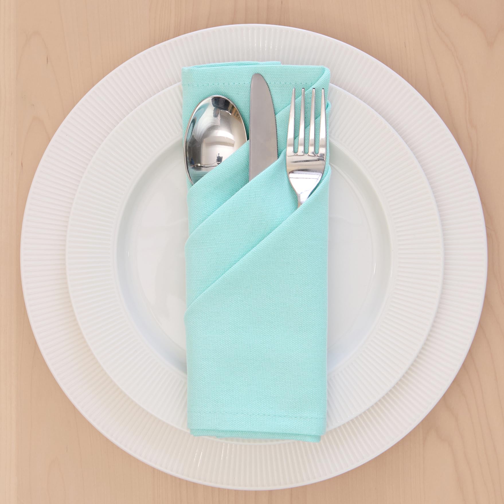 Encasa 100% Cotton Cloth Napkins Set of 12 with Egg Blue Color & Size 17''x17''  Dinner Napkins Washable and Reusable for Dinning Table Fall Decoration  Halloween & Christmas Festivals