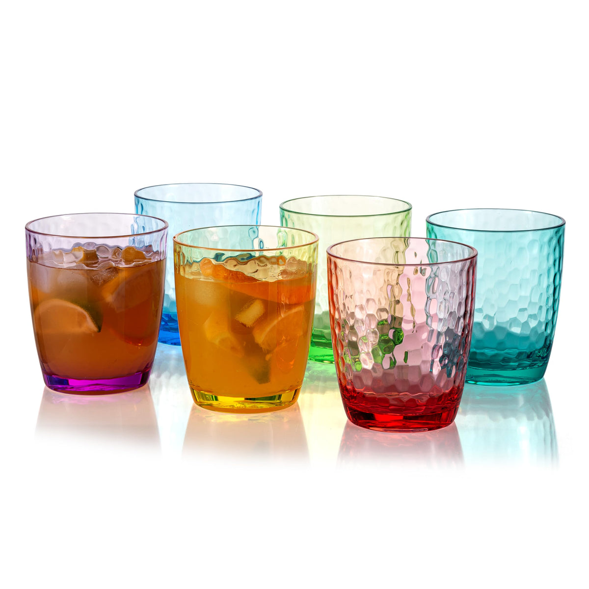Koxin-Karlu Hammered 15-Ounce Plastic Tumbler Acrylic Glasses, Set Of 6 Multicolor