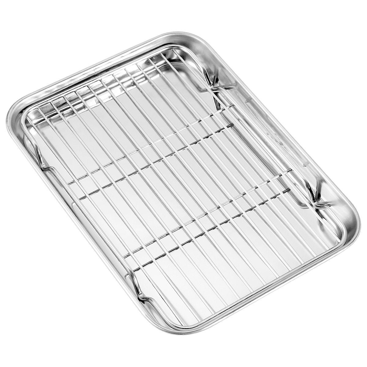 Baking Sheet With Rack, Zacfton Stainless Steel Cookie Sheet Baking Pan With Cooling Rack, Eighth Sheet Pan Toaster Oven Tray Wi