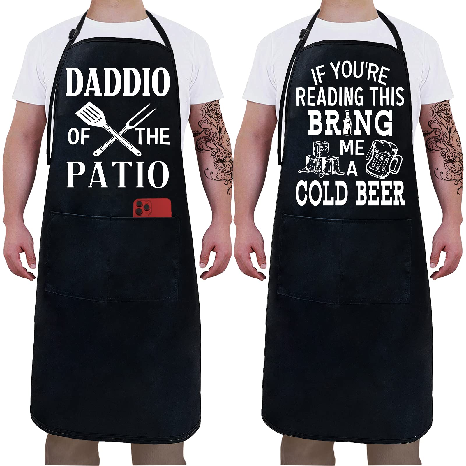 2 Pack - Aprons For Men ,Fathers Day,Dad Apron,Gifts For Dad - From Daughter Son For The Best Dad Husband Stepfather Birthday Ba