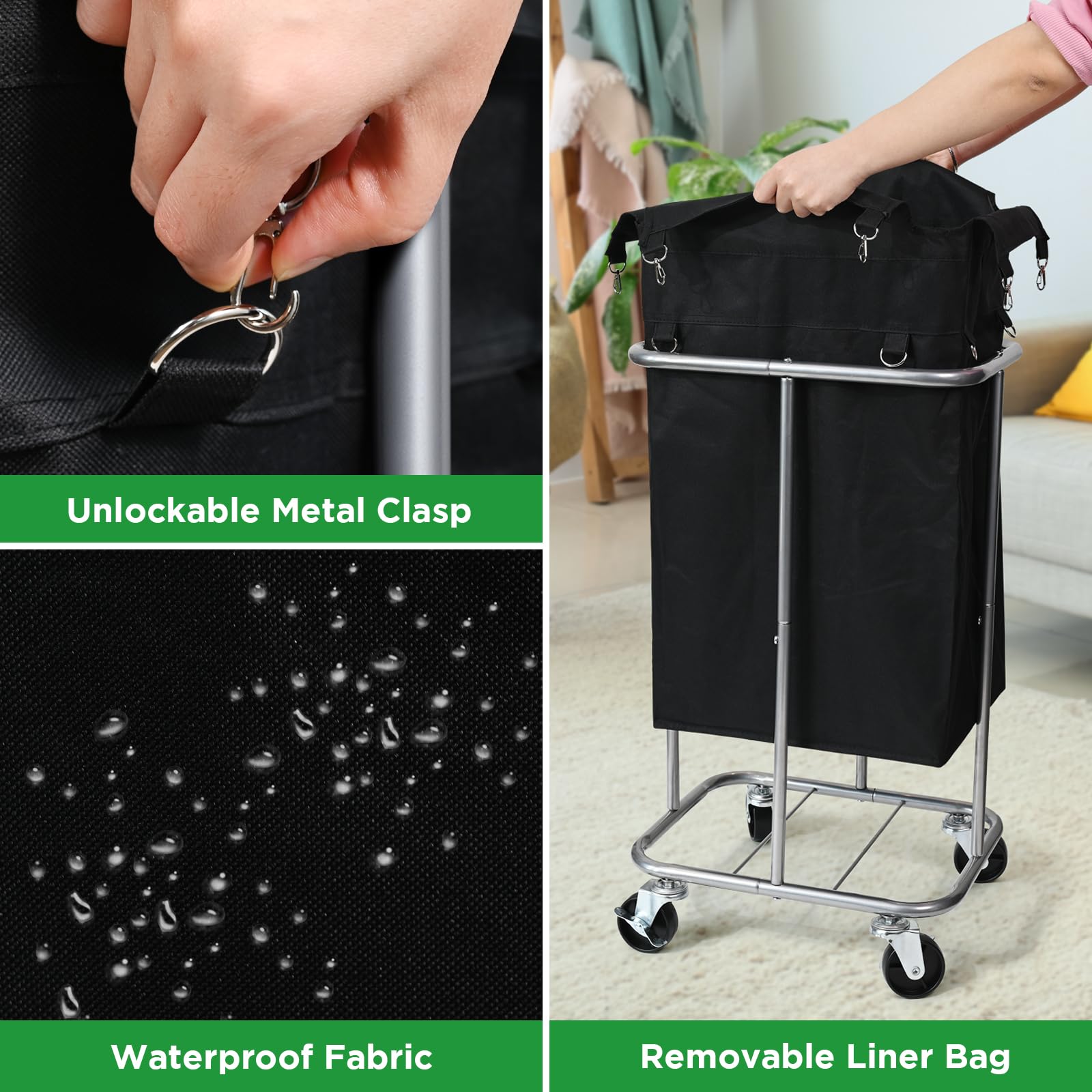 Laundry Basket With Wheels, Rolling Laundry Hamper With Removable Bag, 100L Laundry Sorter Cart, Narrow Slim Clothes Hamper Orga