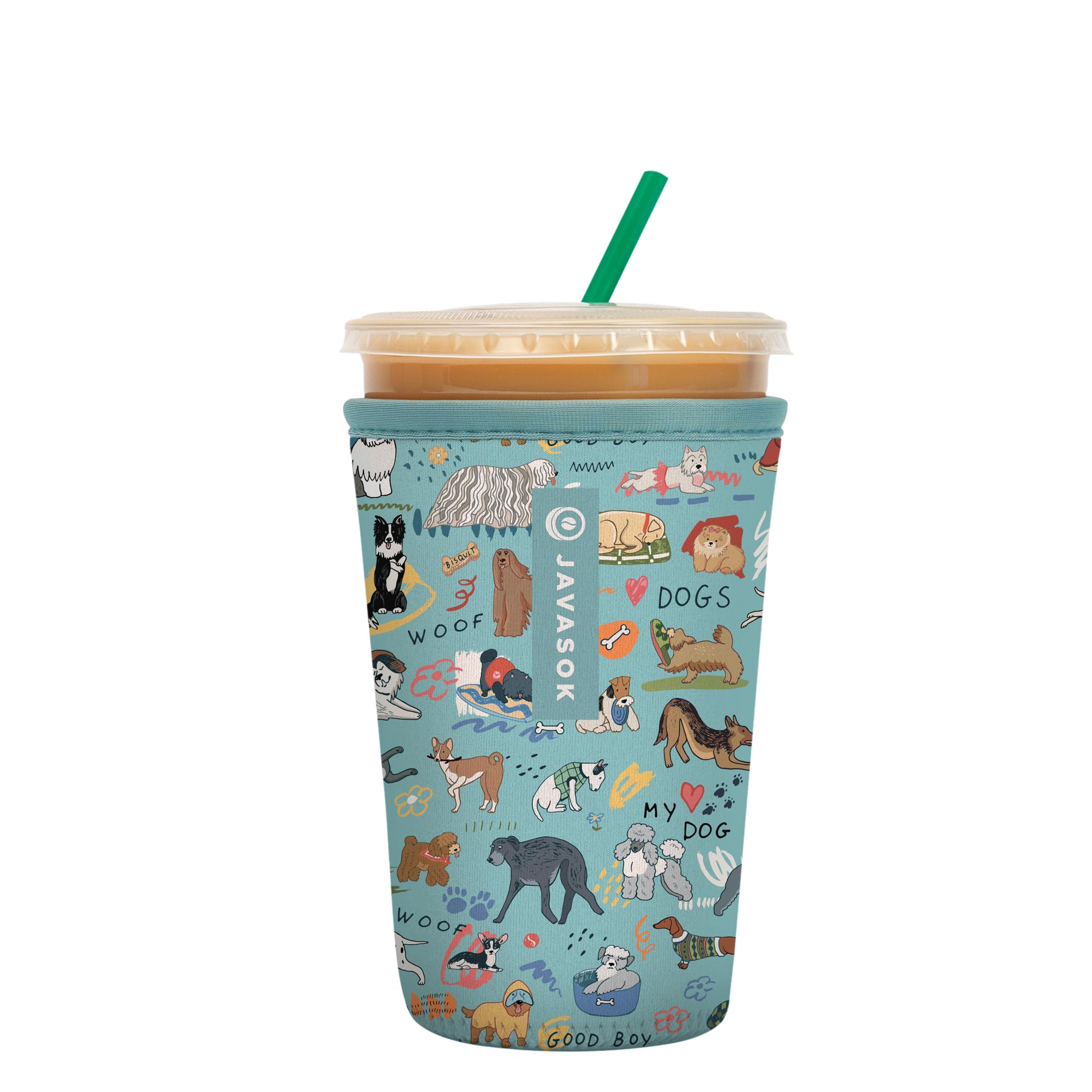 Sok It JavaSok Iced Coffee & Cold Soda Insulated Neoprene Cup Sleeve (Dog Days Forever, Medium: 22-28oz)