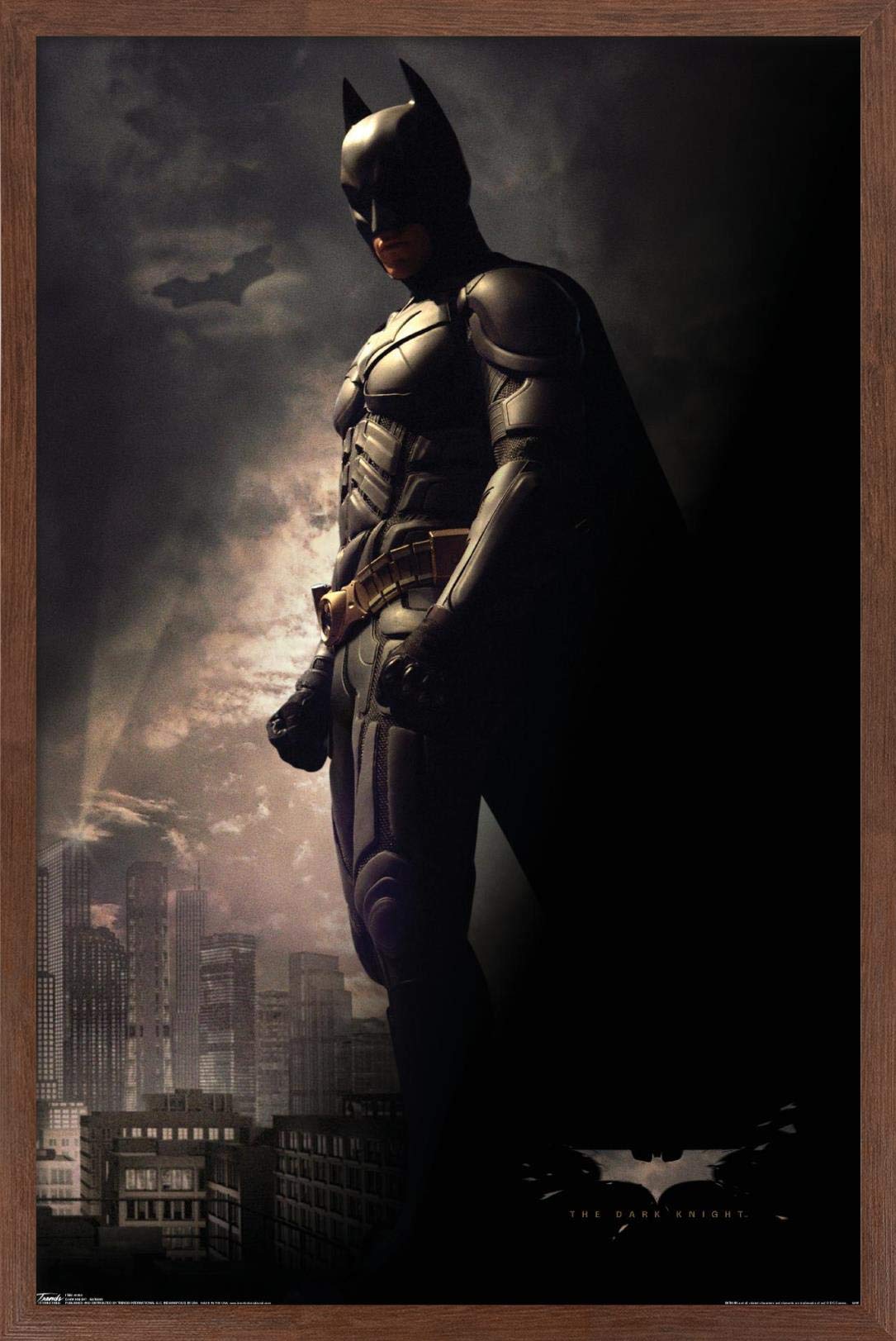 Trends International Dc Comics Movie - The Dark Knight - Batman In The Shadows Wall Poster, 14.725'' X 22.375'', Mahogany Framed
