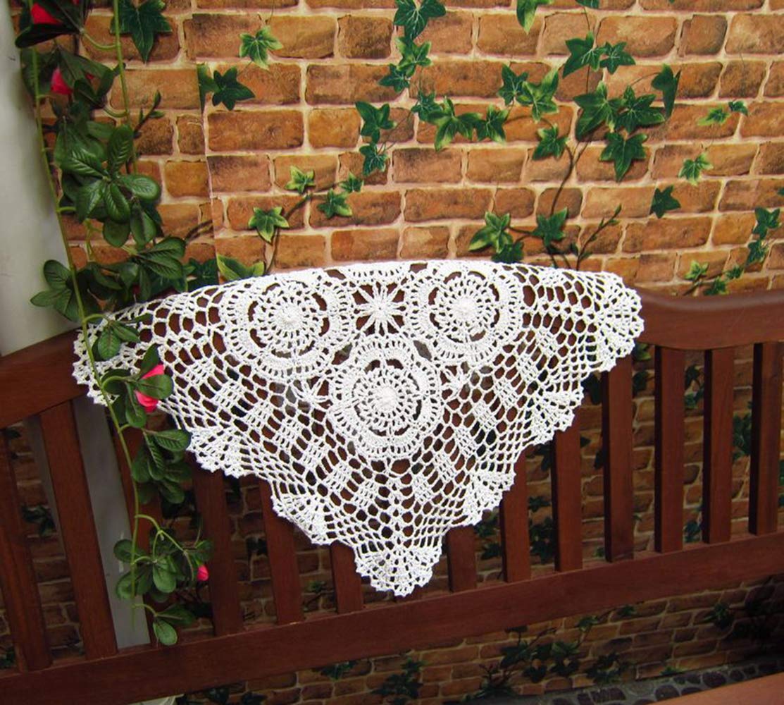 Hetao 100% Cotton Handmade Crochet Square Tablecloth Doilies Lace Table Covers ,Beige, 19 Inch