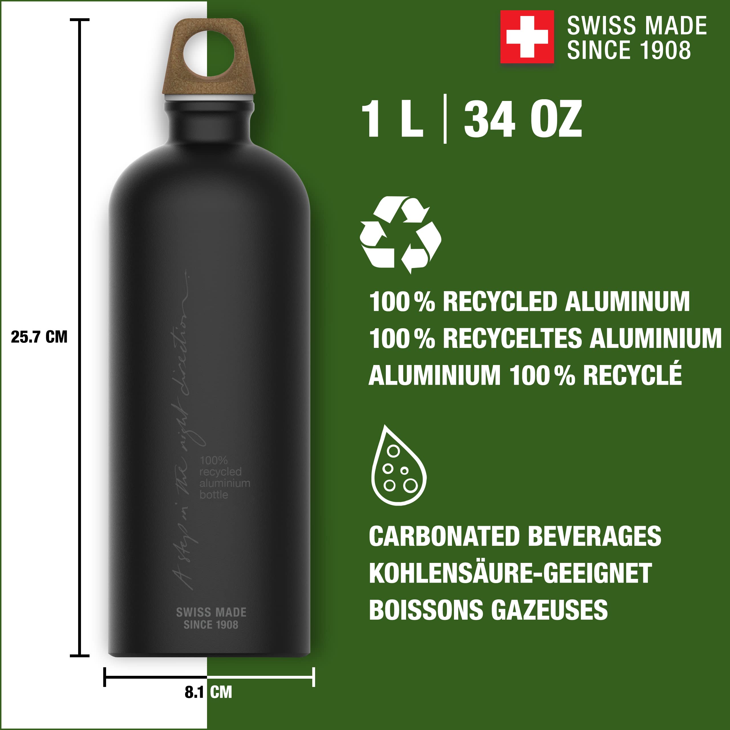 Sigg - Aluminum Water Bottle - Traveller Myplanet Direction Plain - Climate Neutral Certified - Suitable For Carbonated Beverage