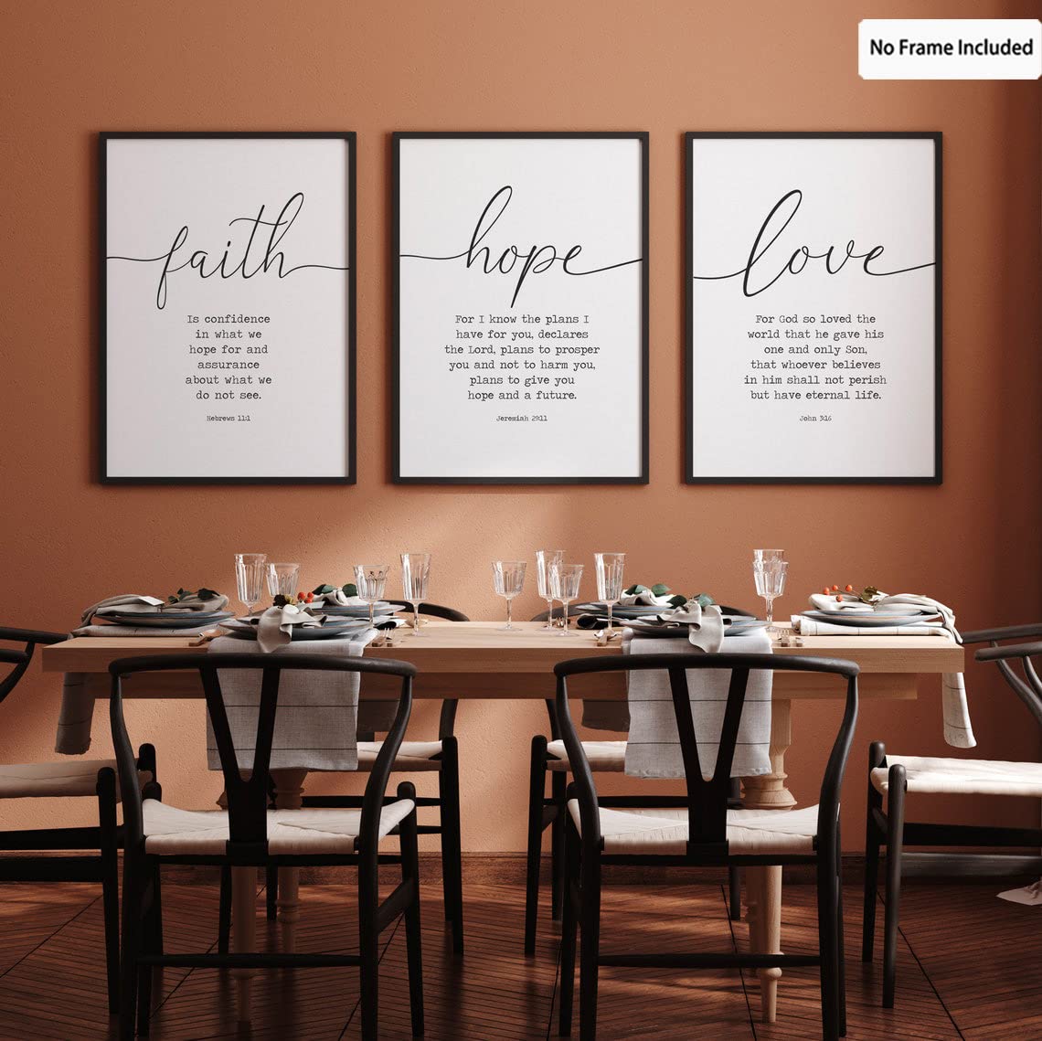 Faith Hope and Love Bible Verses 3 Piece Canvas Wall Art Decor Serenity Prayer Wall Art or Living Room Large Size Christian Art Religious Quotes Wall Decor Unframed Love Wall Art Prints 16x24inchx3