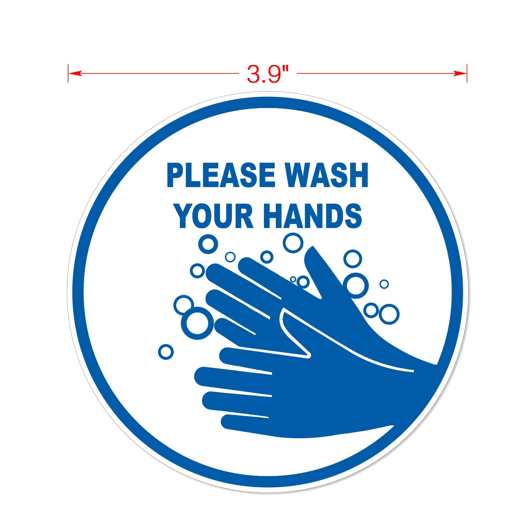 dealzEpic - Please Wash Your Hands Sign Sticker - Self Adhesive Peel and Stick Waterproof Warning Vinyl Decal - 3.94 inches in Diameter | Pack of 4 Pcs