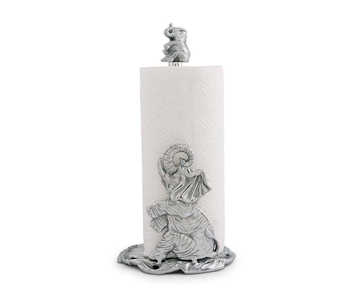 Arthur Court Designs Elephant Decorative Counter Top Paper Towel Holder - Aluminum Metal Countertop 14.5 Inch Standing Tall