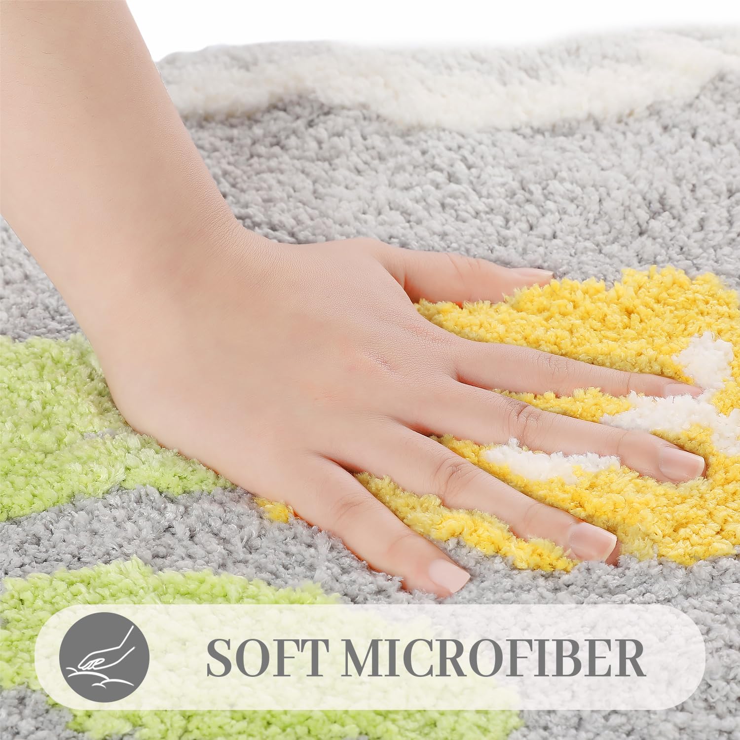 Tyrafry Toilet Bath Rug, U-Shaped Non-Slip Toilet Rug, Flower Rug For Bathroom Floor Soft Plush Microfiber Mat Super Absorbent W