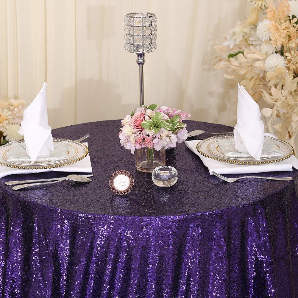 Eternal Beauty Sequin Tablecloth,Sparkly Table Cloth For Wedding Party, Christmas Decorations Round Glitter Tablecloth (48'', Pu